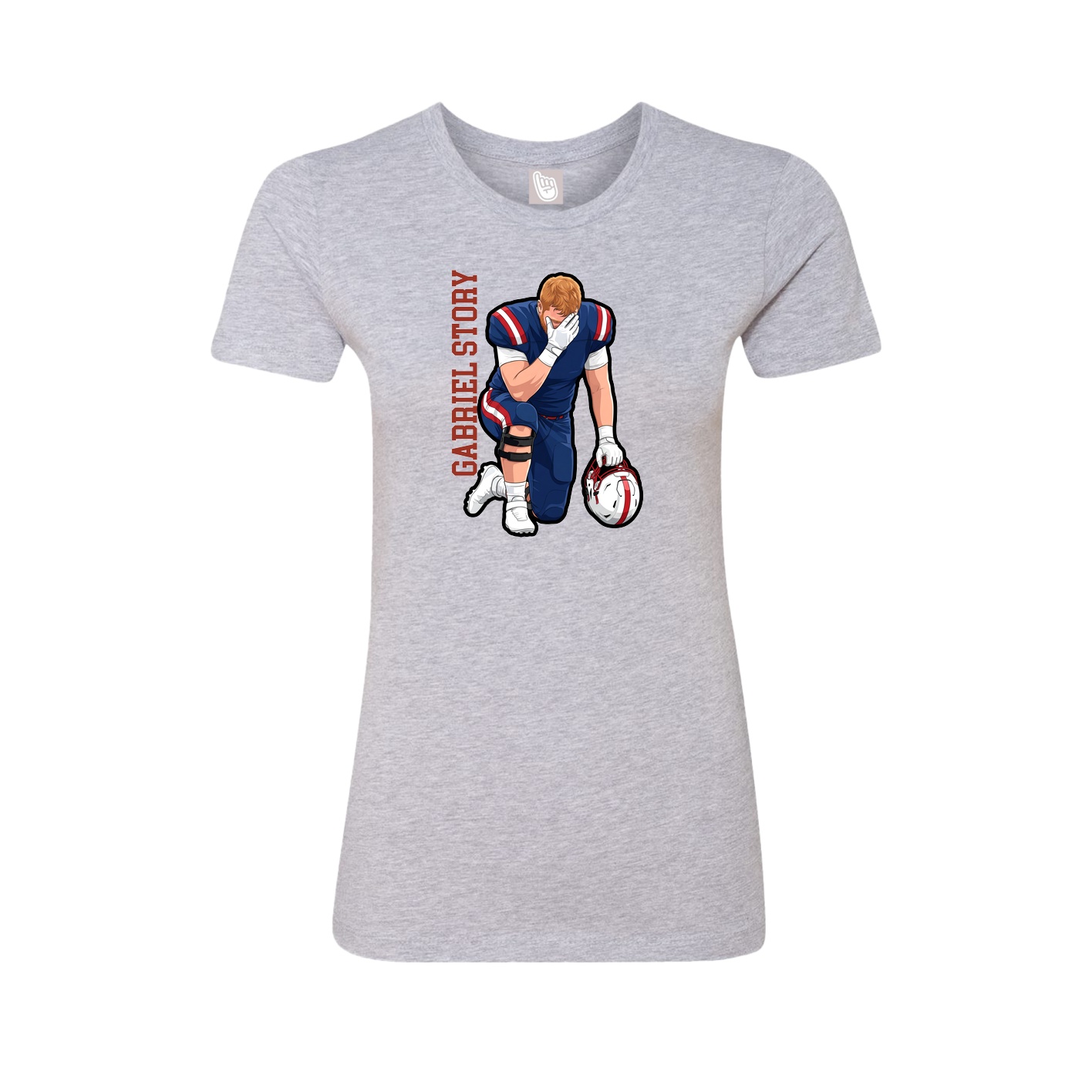Fitted Women's Tee — Name Vertical in Grey