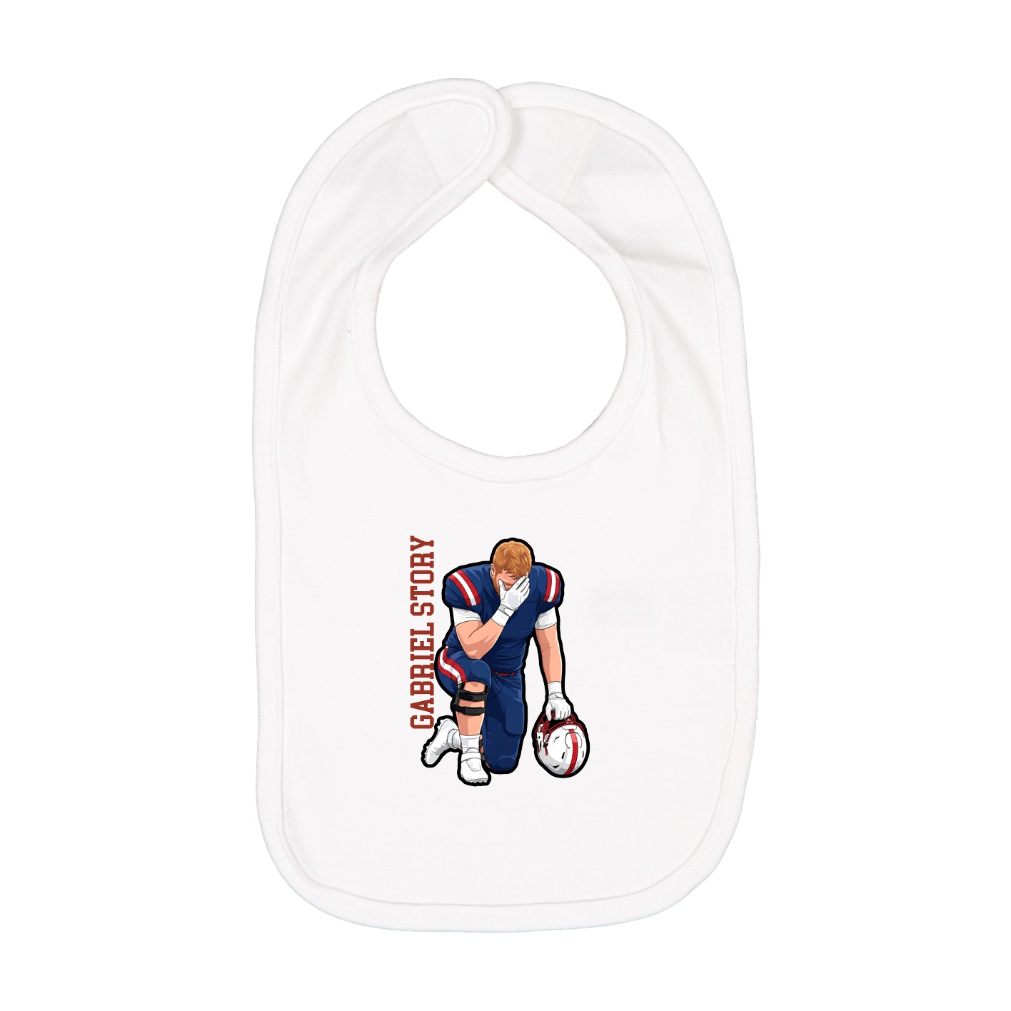 Infant Bib — Name Vertical in White