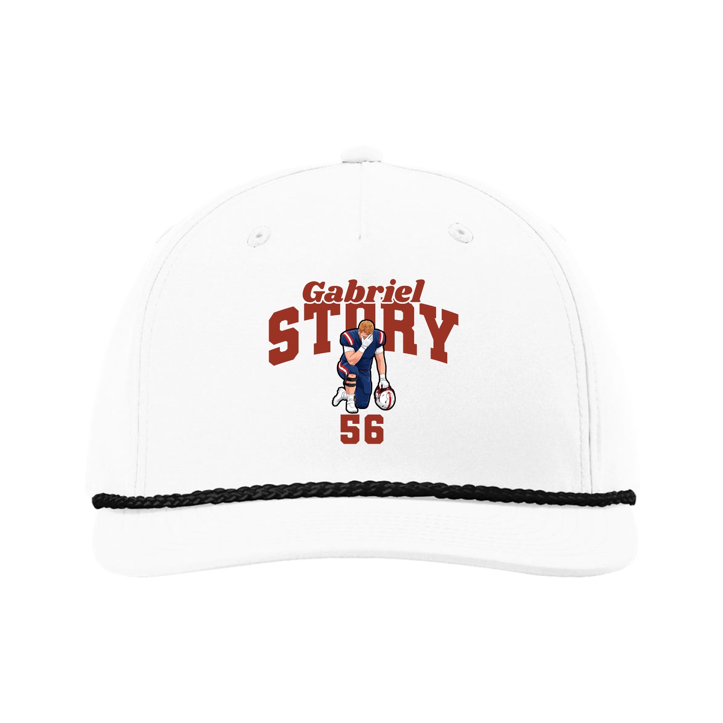 Five-Panel Classic Rope Cap — Signature Arch in White