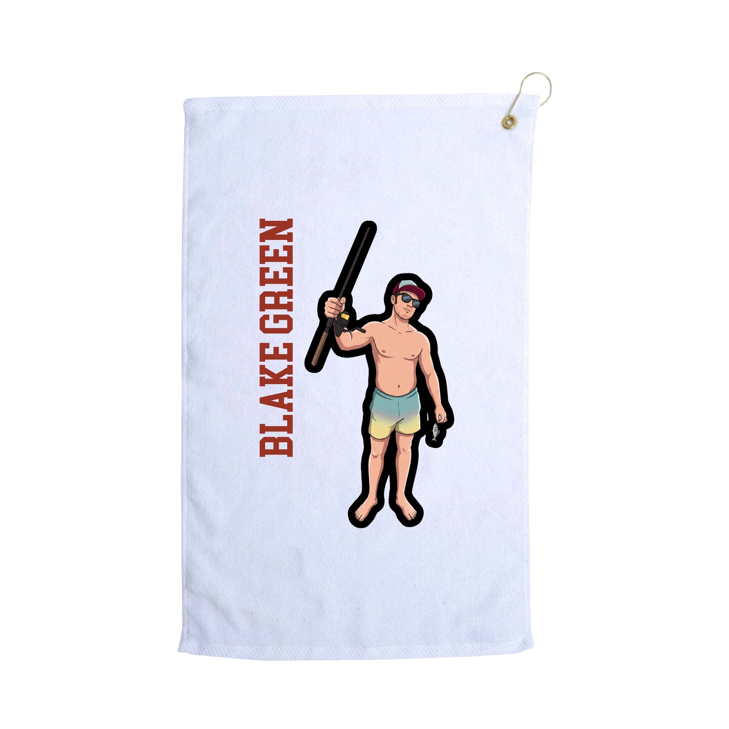 Golf Towel — Name Vertical in White