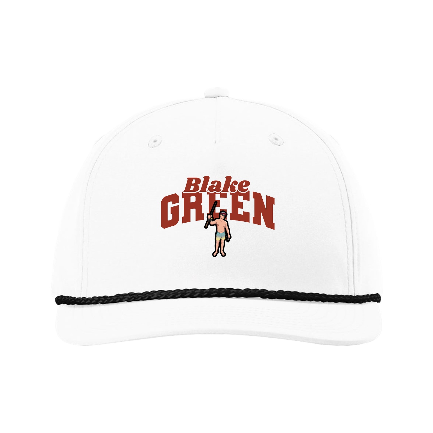 Five-Panel Classic Rope Cap — Signature Arch in White