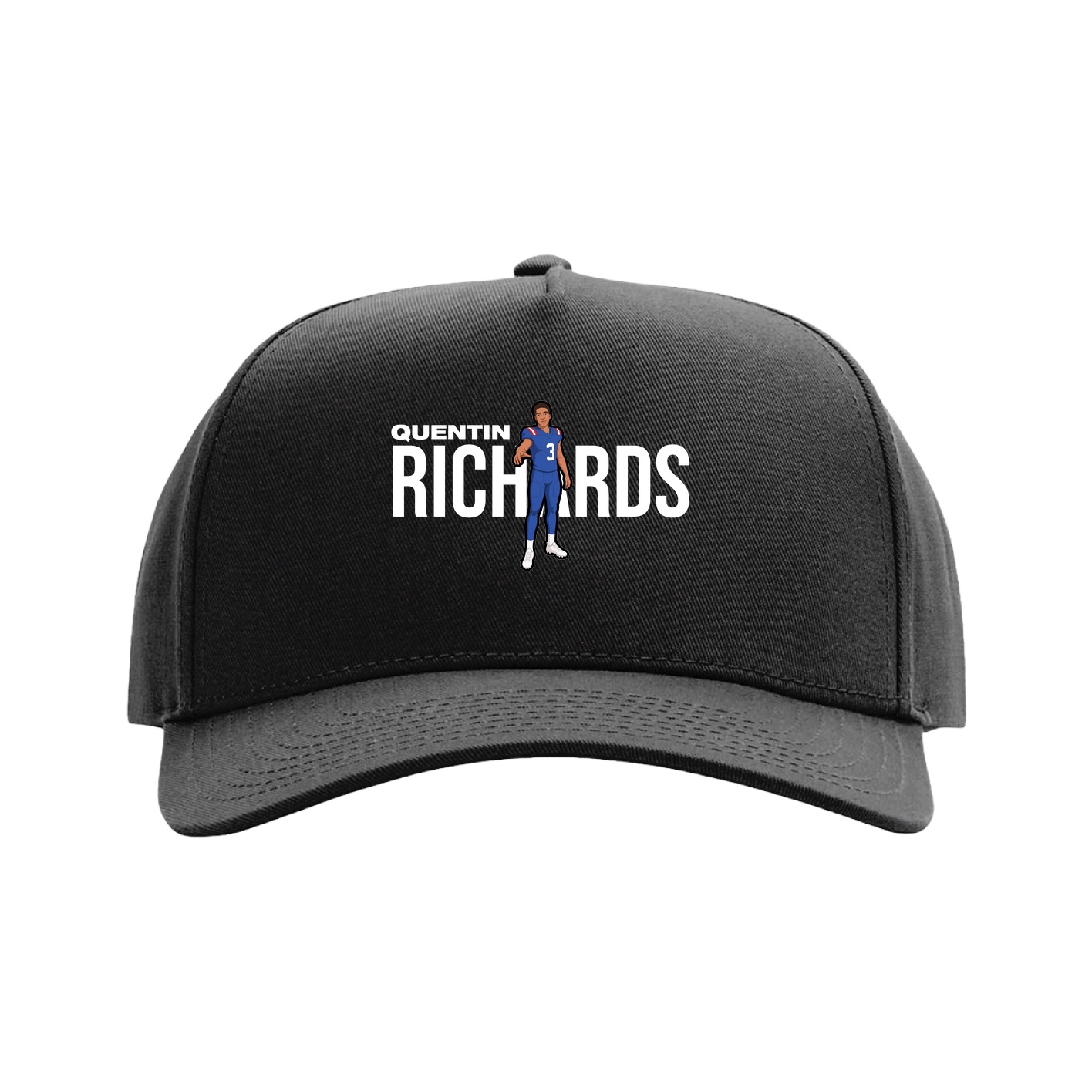 Full Fabric Five-Panel Champ Cap — Player Name in Black