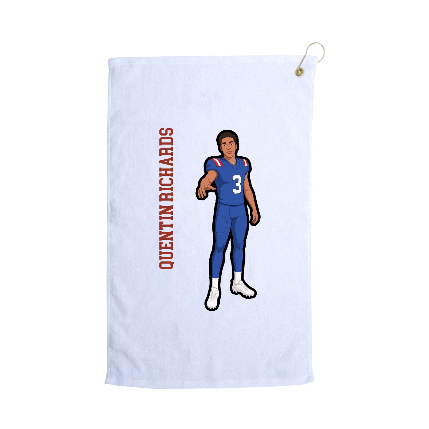 Golf Towel — Name Vertical in White