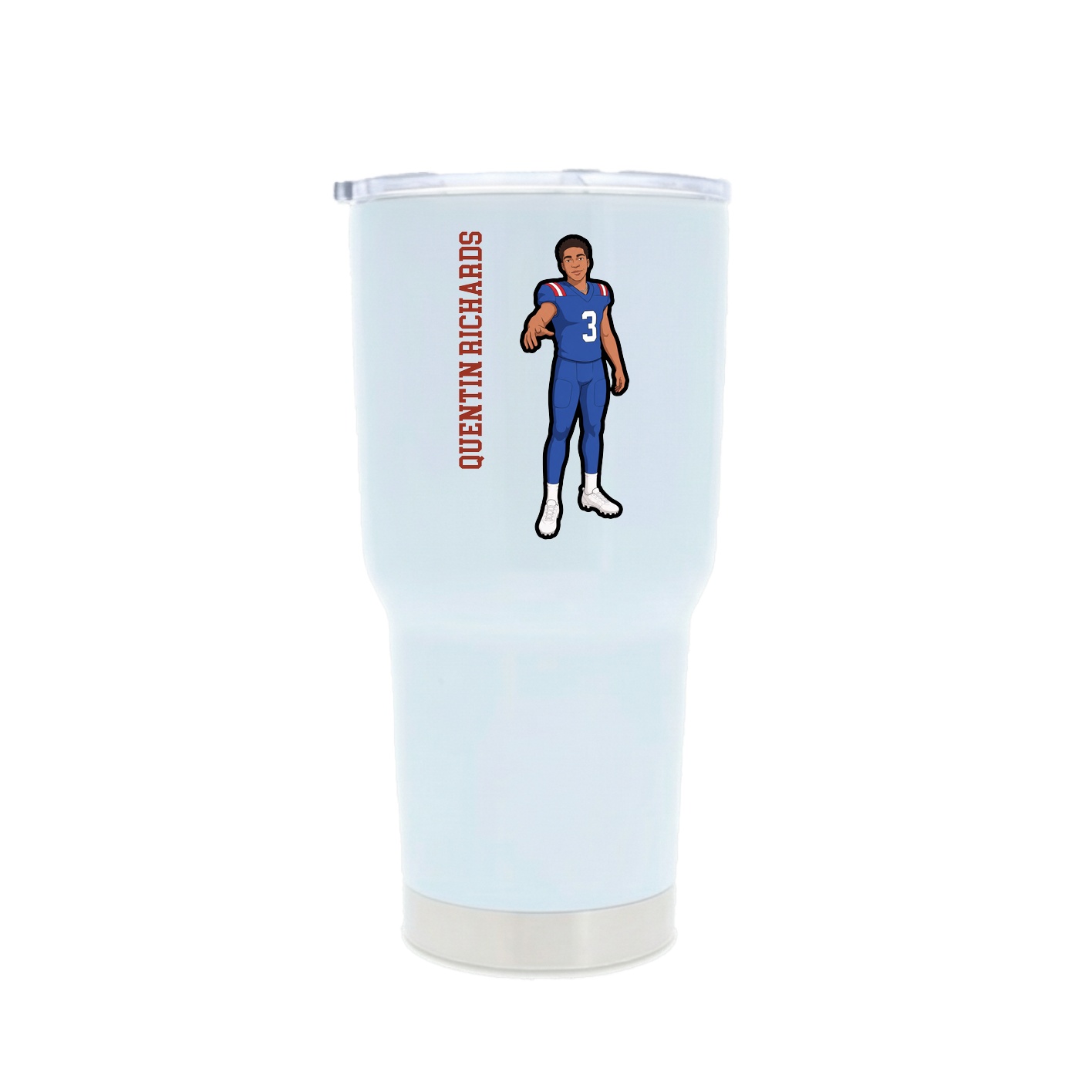 30oz Stainless Steel Tumbler — Name Vertical in White