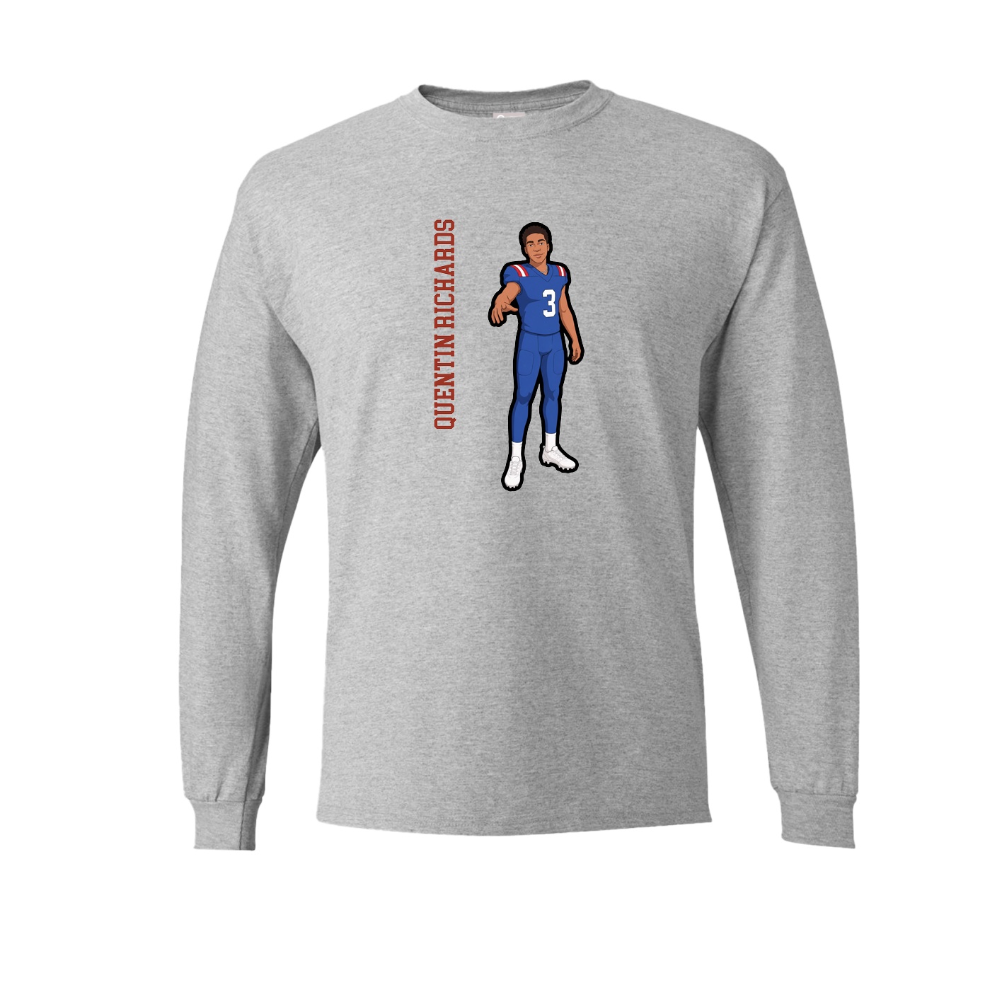 Long Sleeve Tee — Name Vertical in Grey