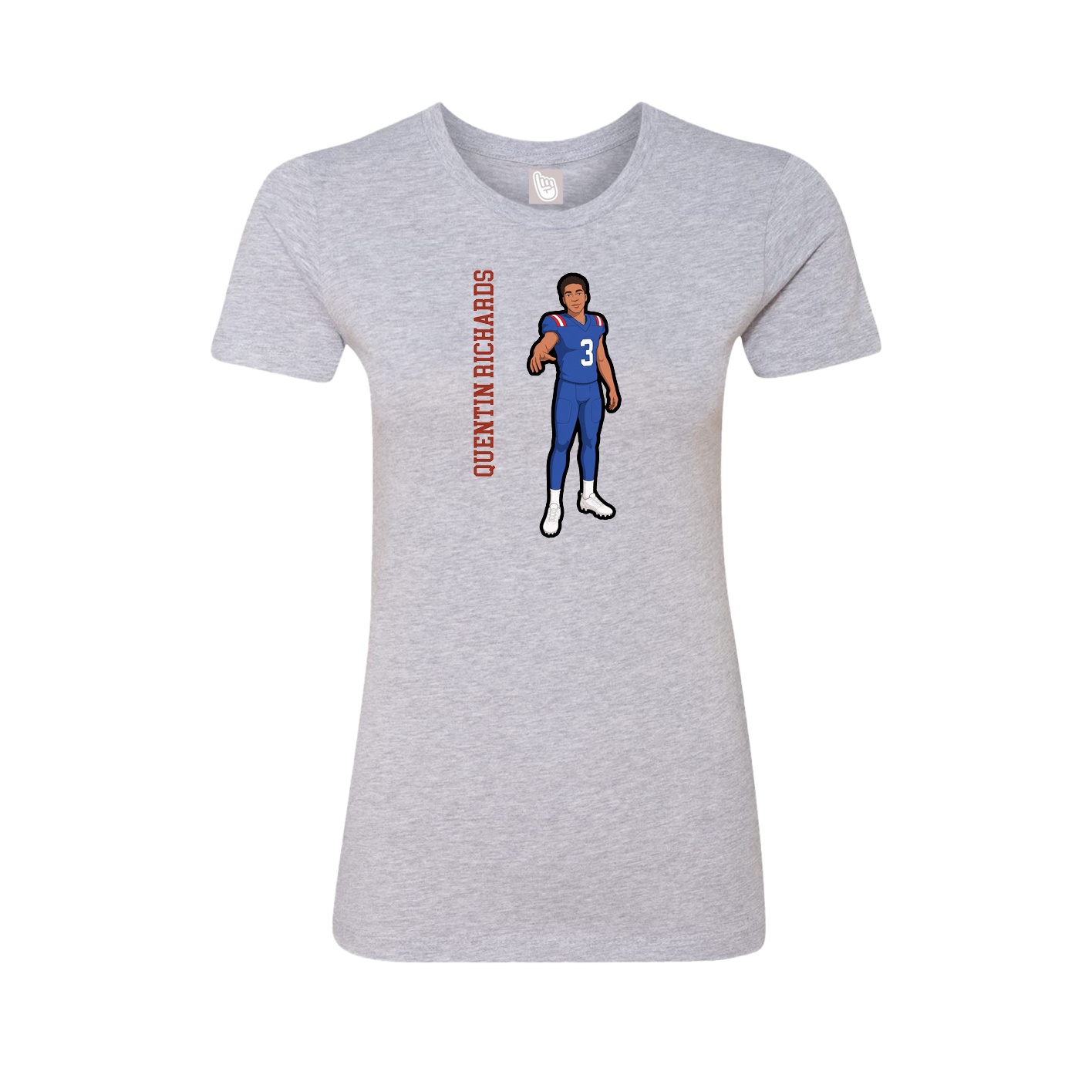 Fitted Women's Tee — Name Vertical in Grey