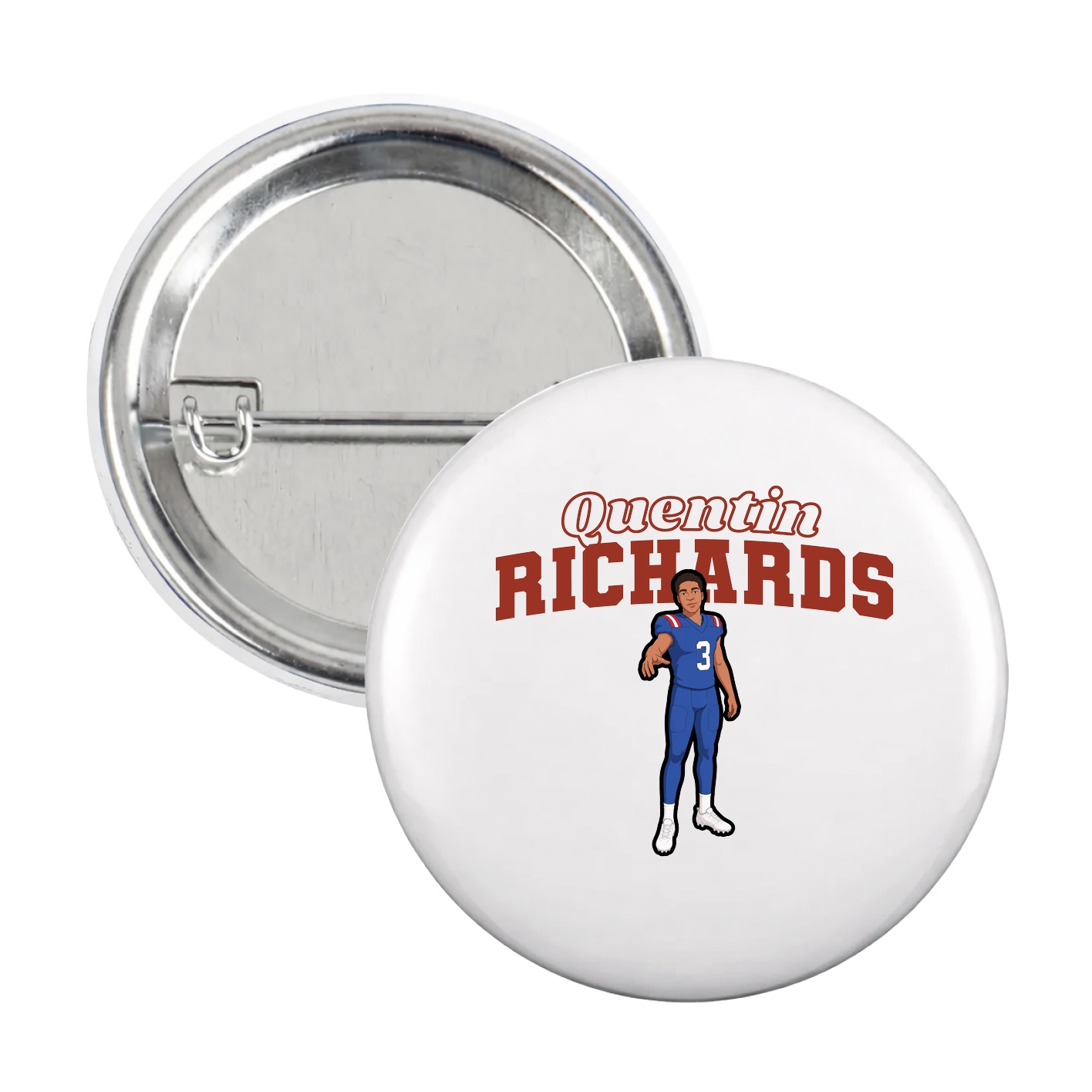Game Day Button — Name Arch in White