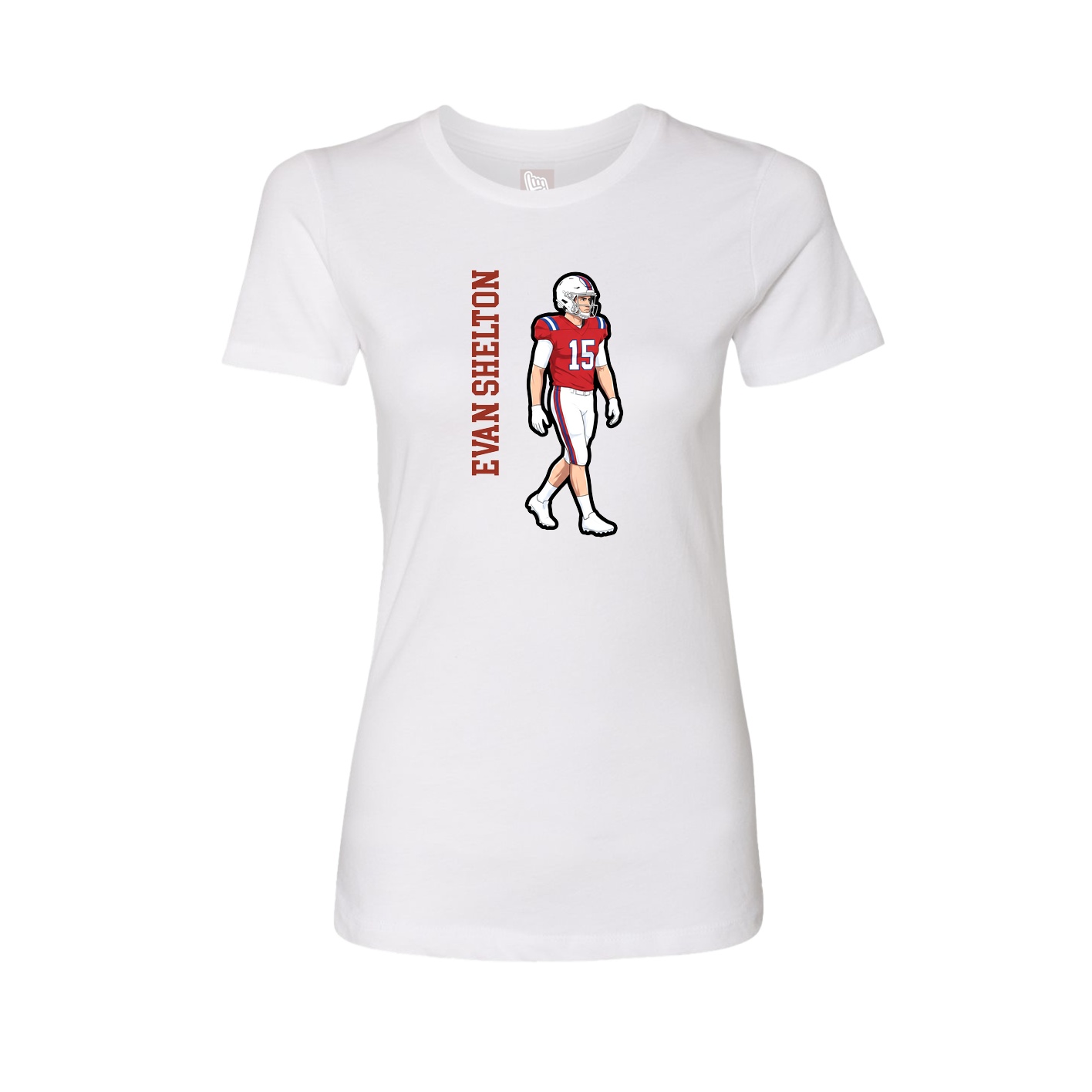 Fitted Women's Tee — Name Vertical in White