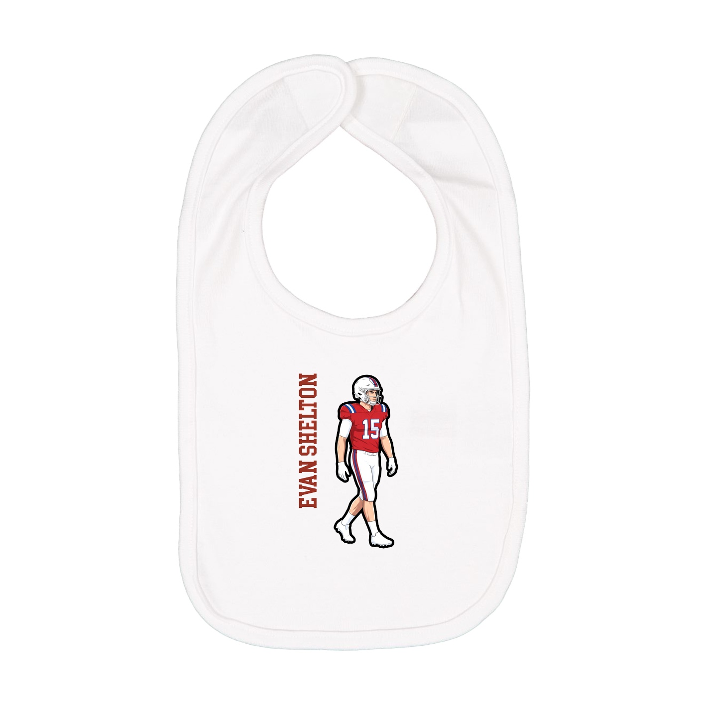 Infant Bib — Name Vertical in White