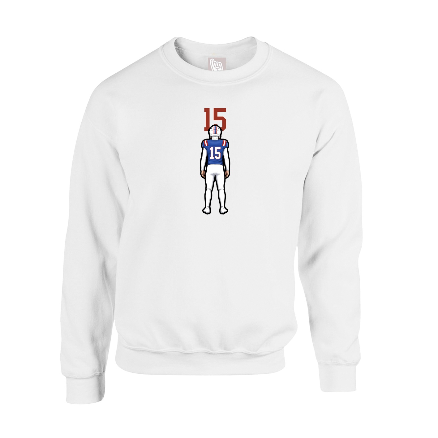 Fleece Crew — Number Top in White