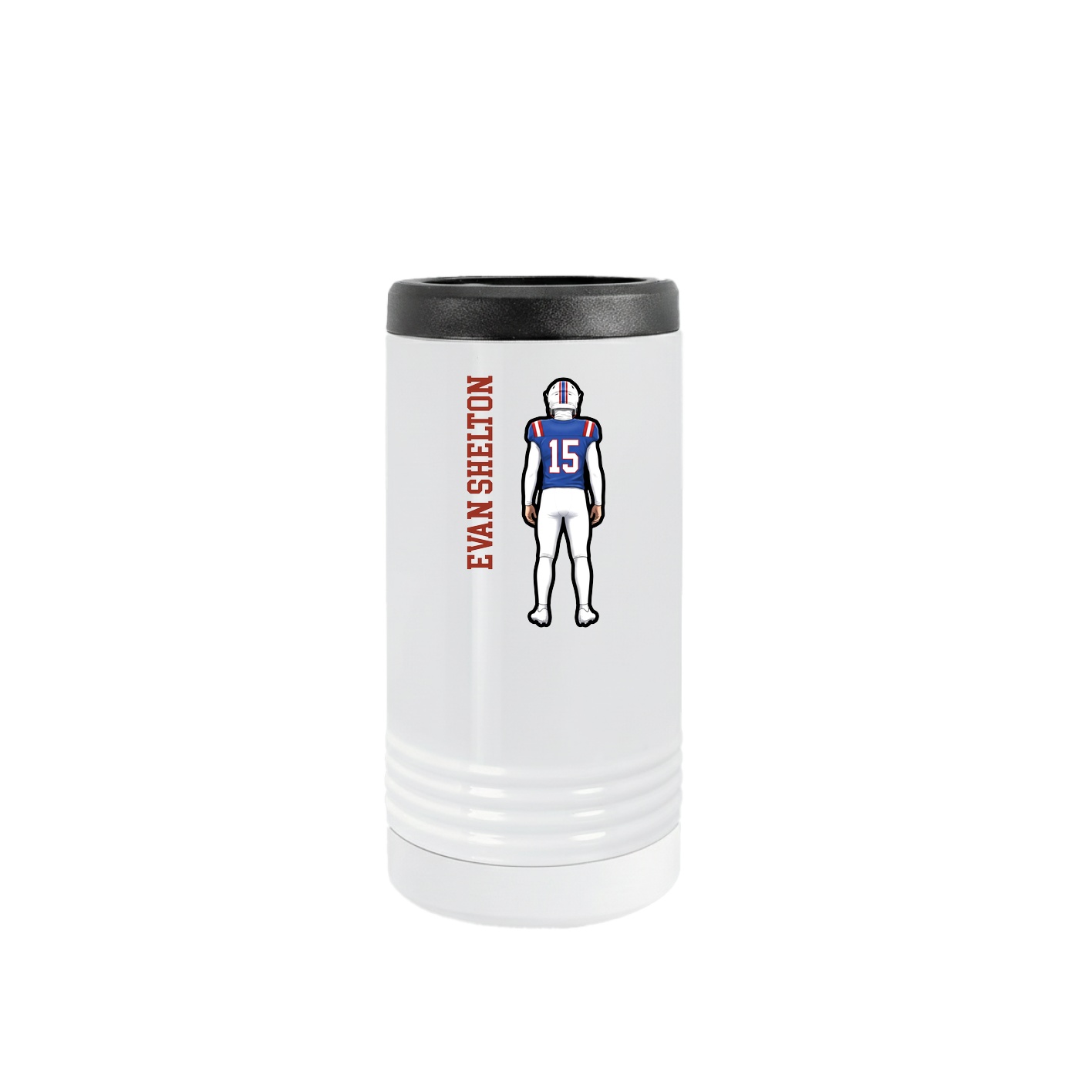 Slim Beverage Holder — Name Vertical in White