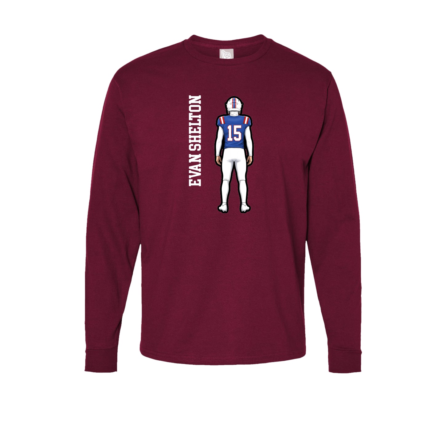 Long Sleeve Tee — Name Vertical in Cardinal