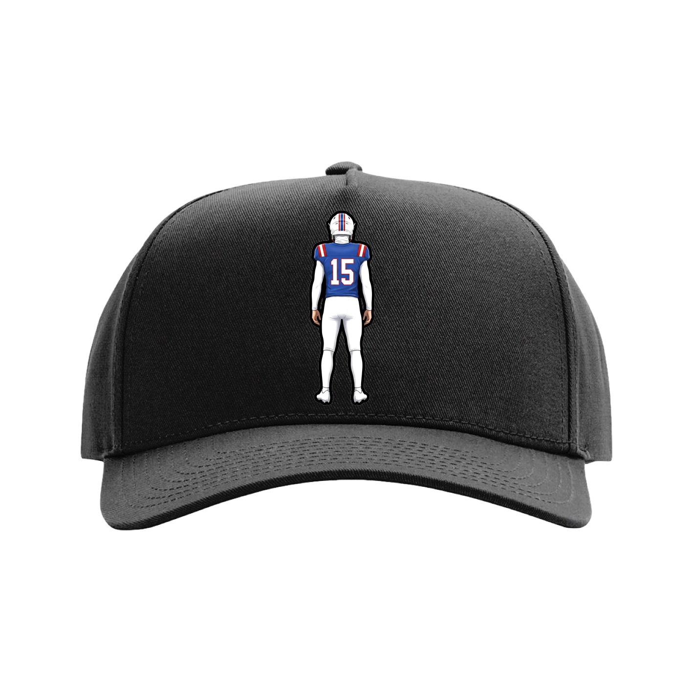 Full Fabric Five-Panel Champ Cap — Name Vertical in Black