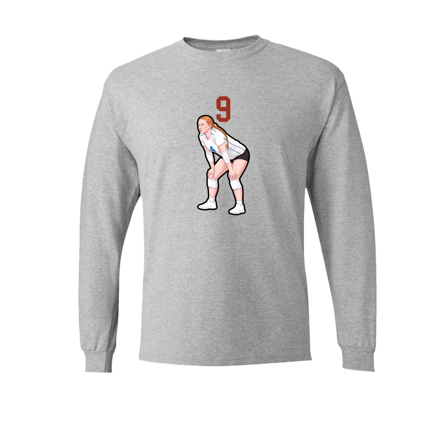 Long Sleeve Tee — Number Top in Grey