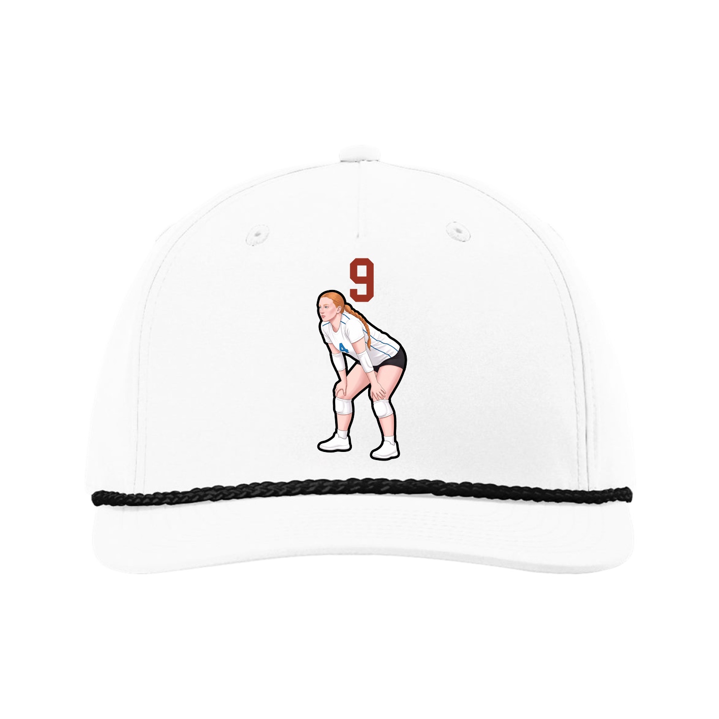 Five-Panel Classic Rope Cap — Number Top in White