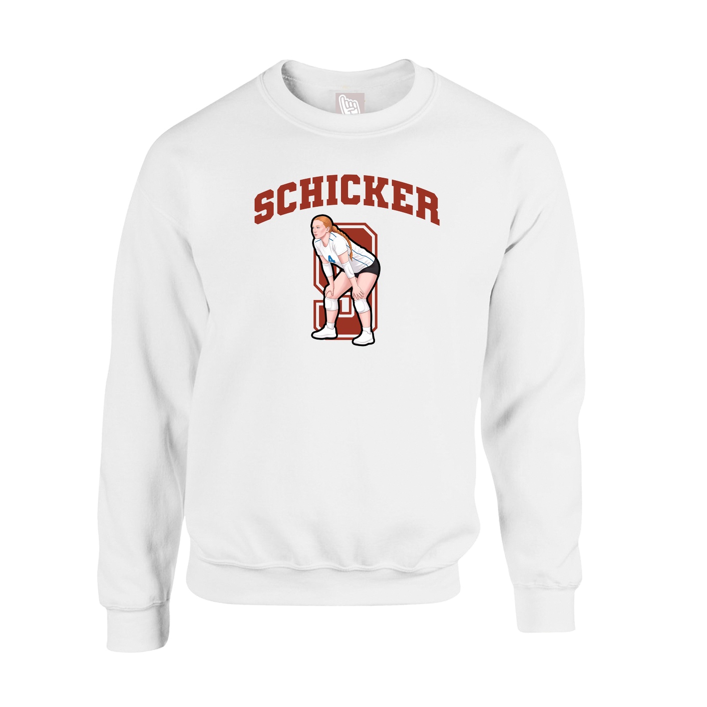 Fleece Crew — Number in White