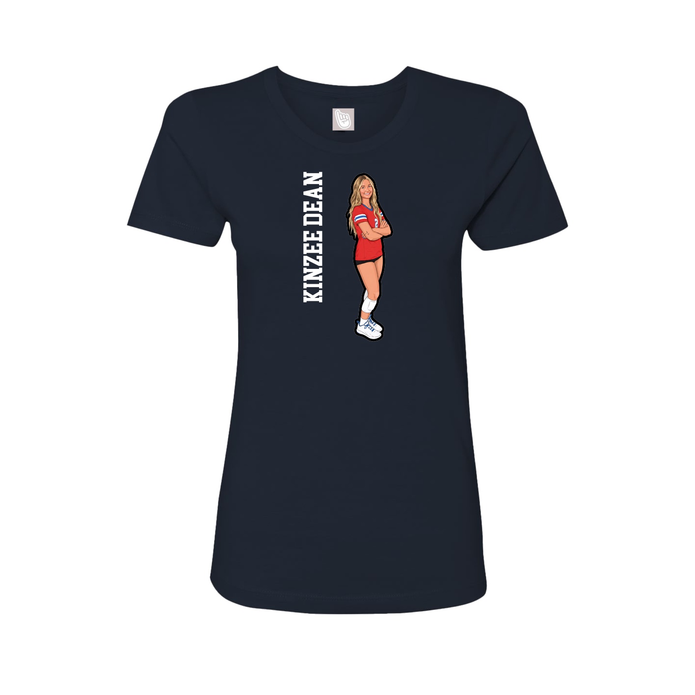 Fitted Women's Tee — Name Vertical in Navy