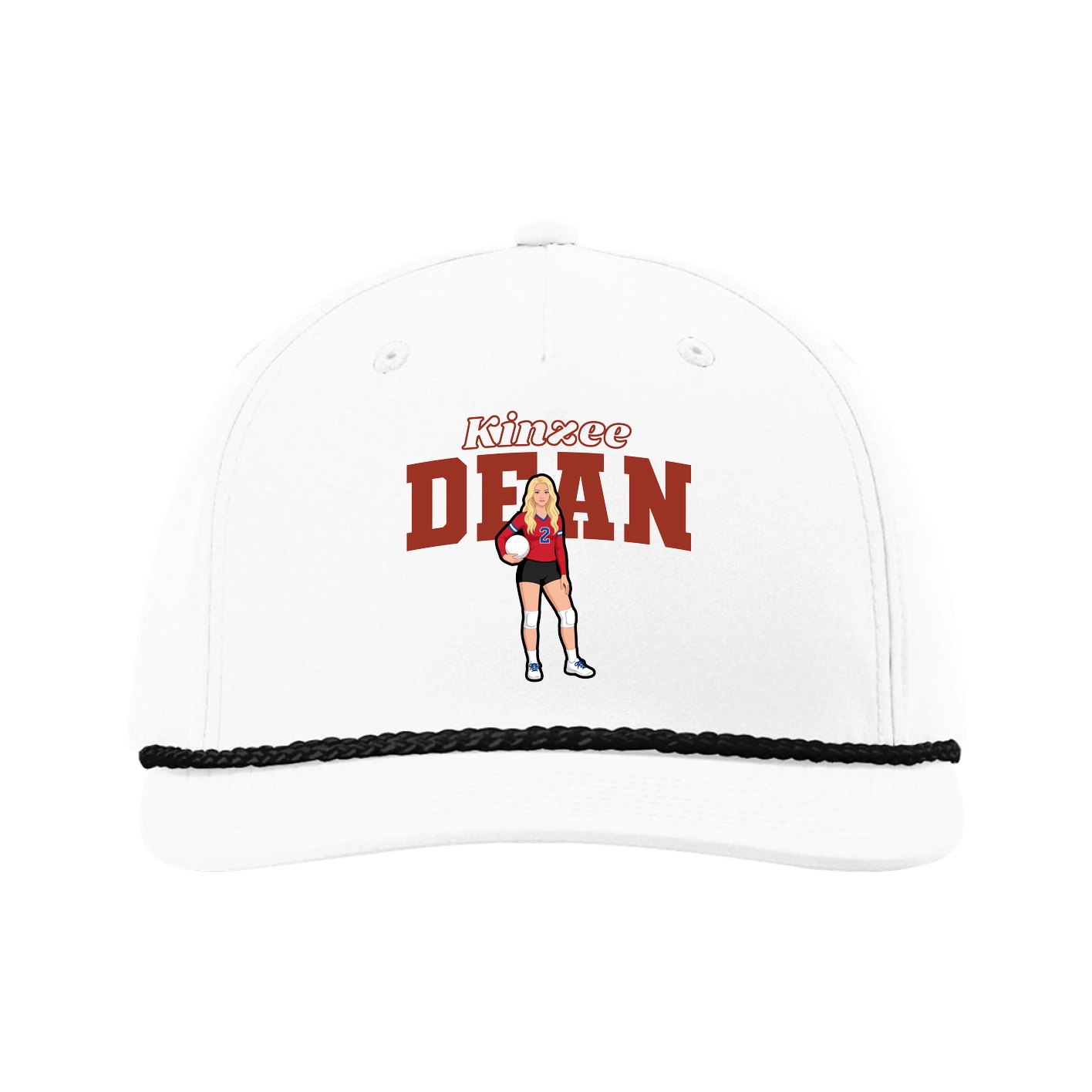 Five-Panel Classic Rope Cap — Name Arch in White