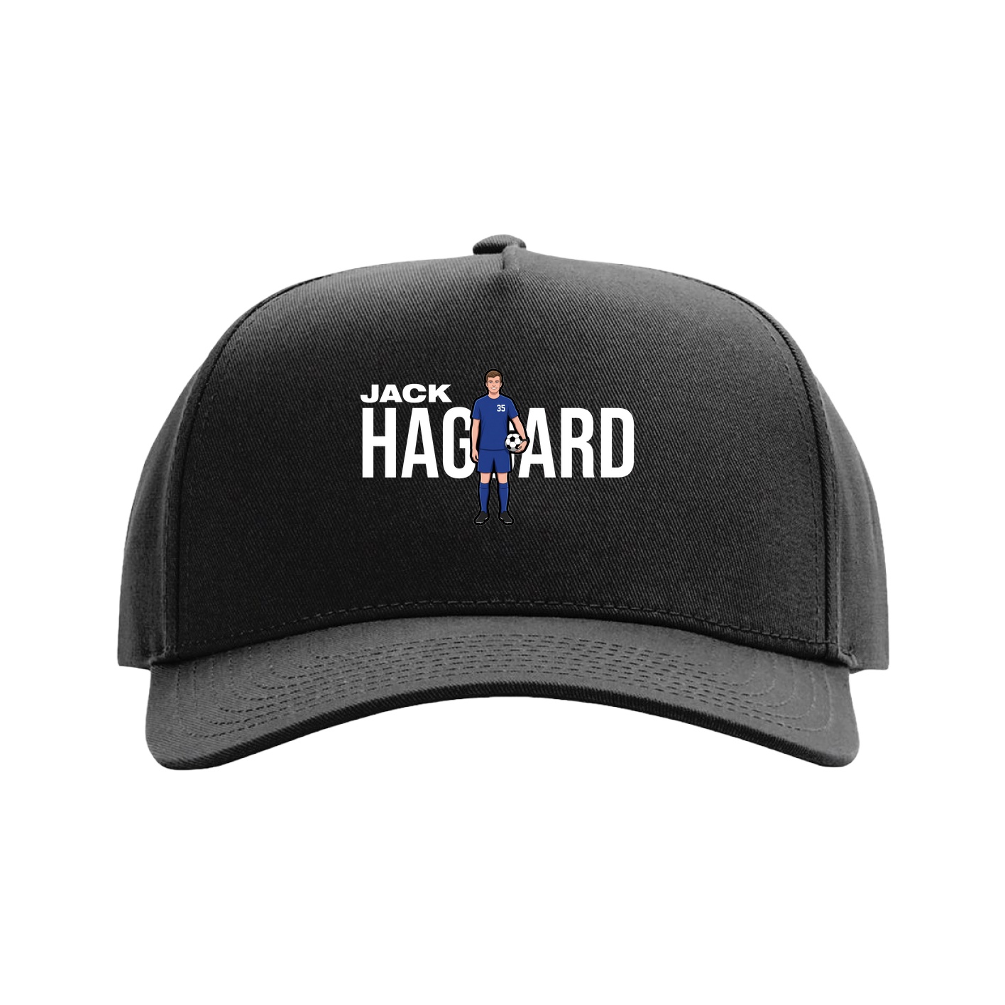Full Fabric Five-Panel Champ Cap — Player Name in Black