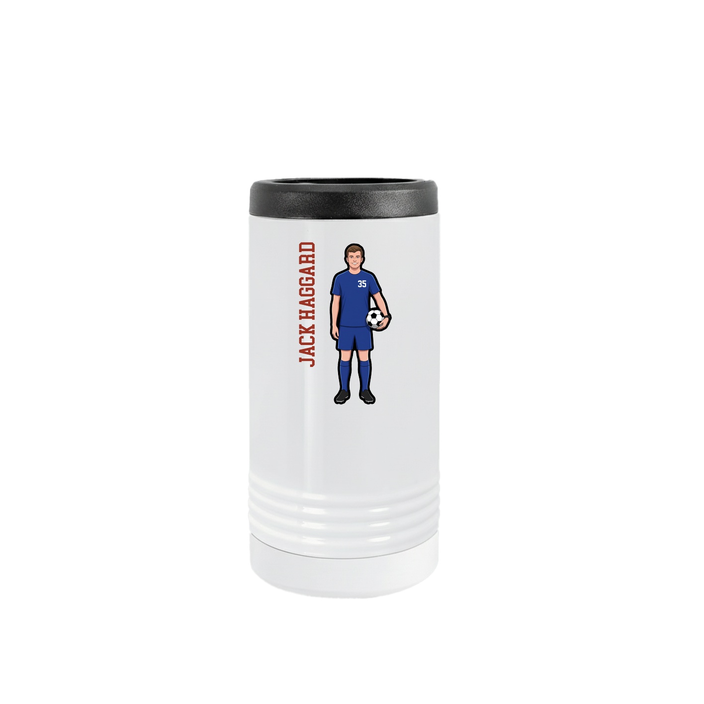 Slim Beverage Holder — Name Vertical in White