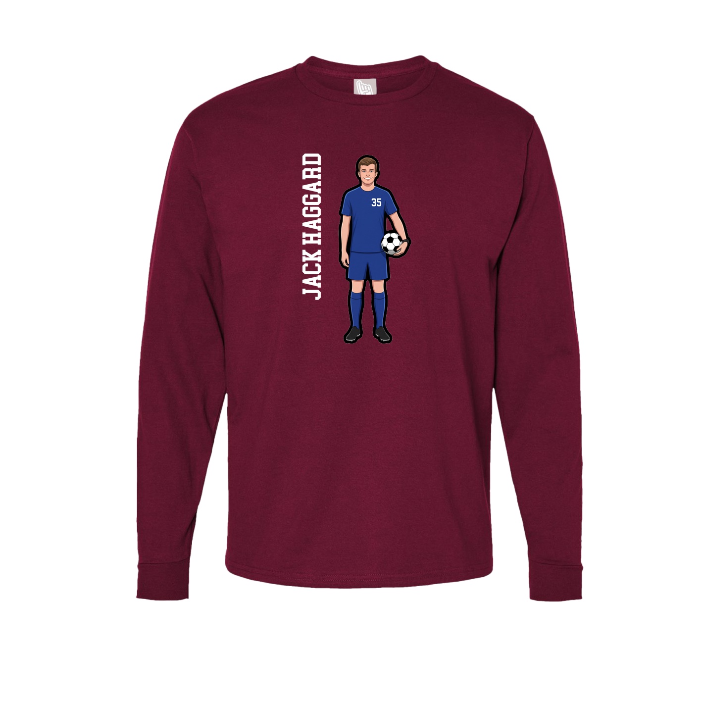 Long Sleeve Tee — Name Vertical in Cardinal