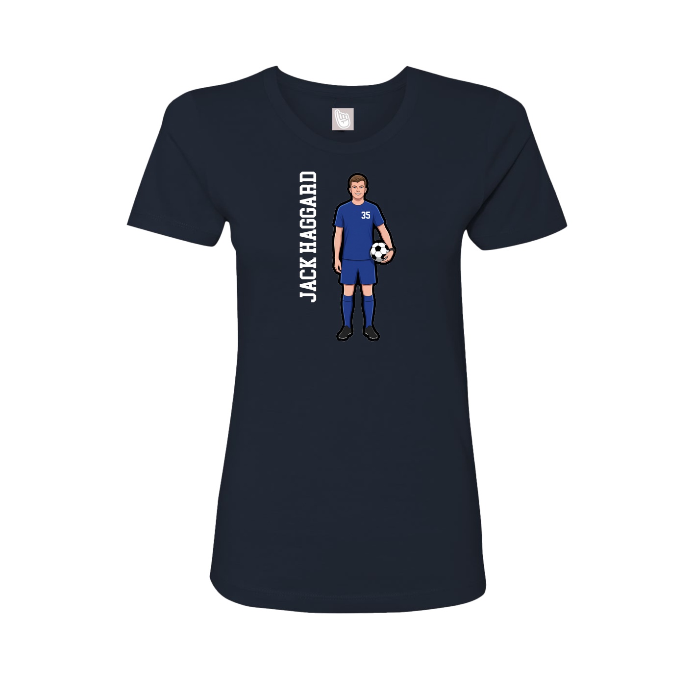 Fitted Women's Tee — Name Vertical in Navy