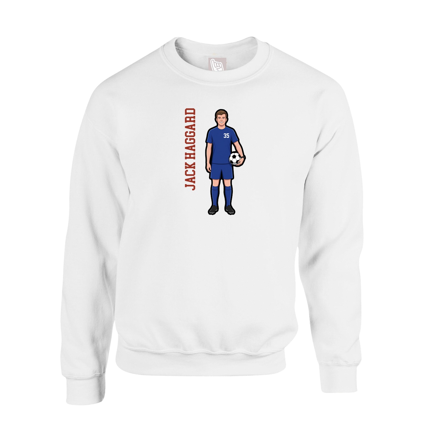 Fleece Crew — Name Vertical in White