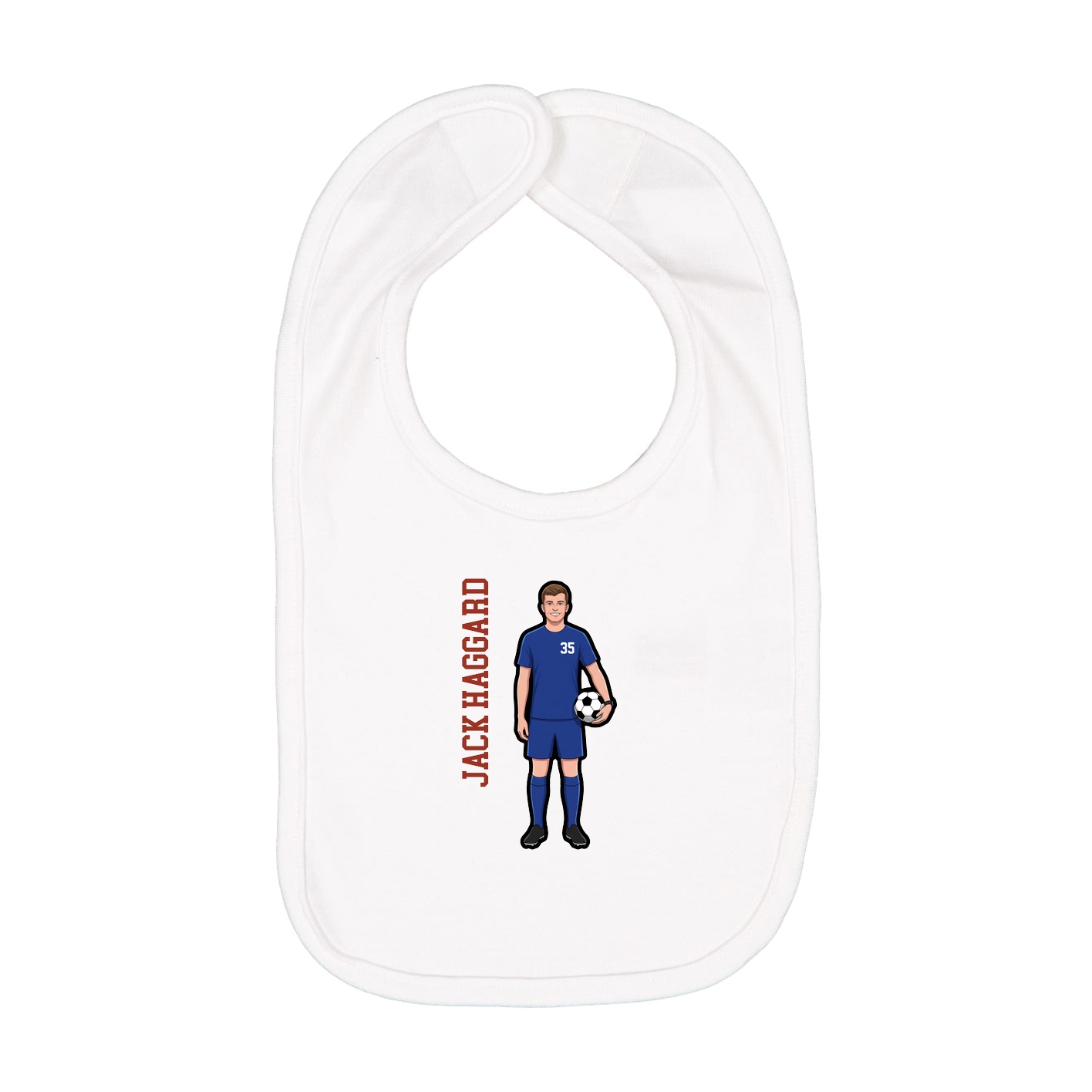 Infant Bib — Name Vertical in White