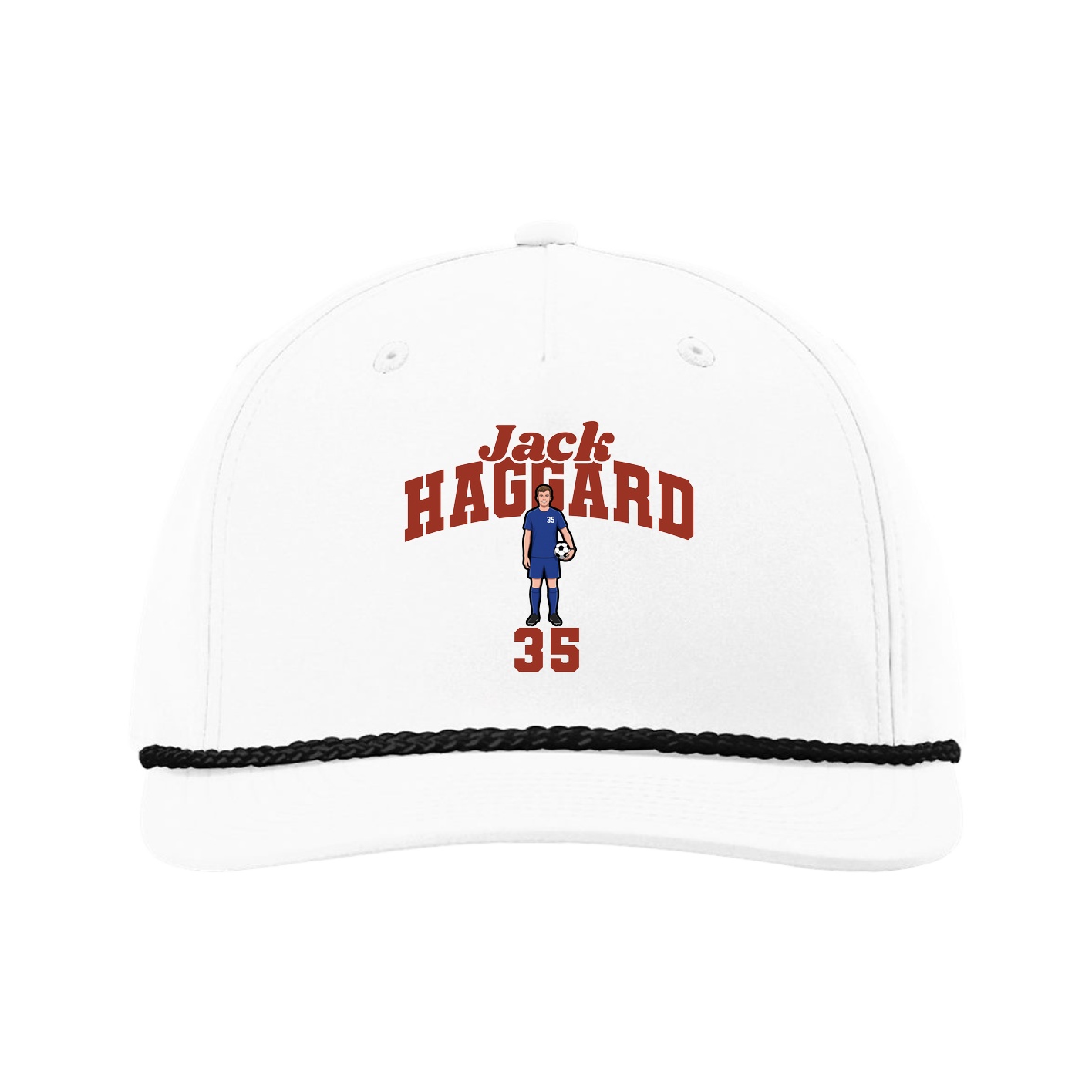 Five-Panel Classic Rope Cap — Signature Arch in White