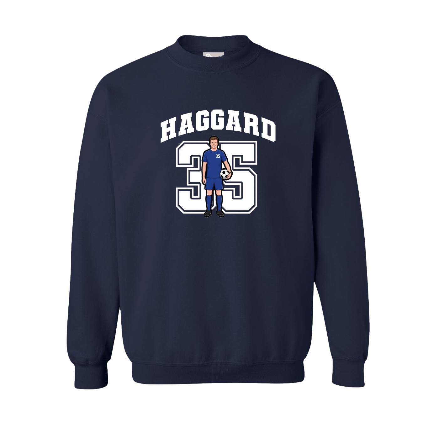 Fleece Crew — Number in Navy