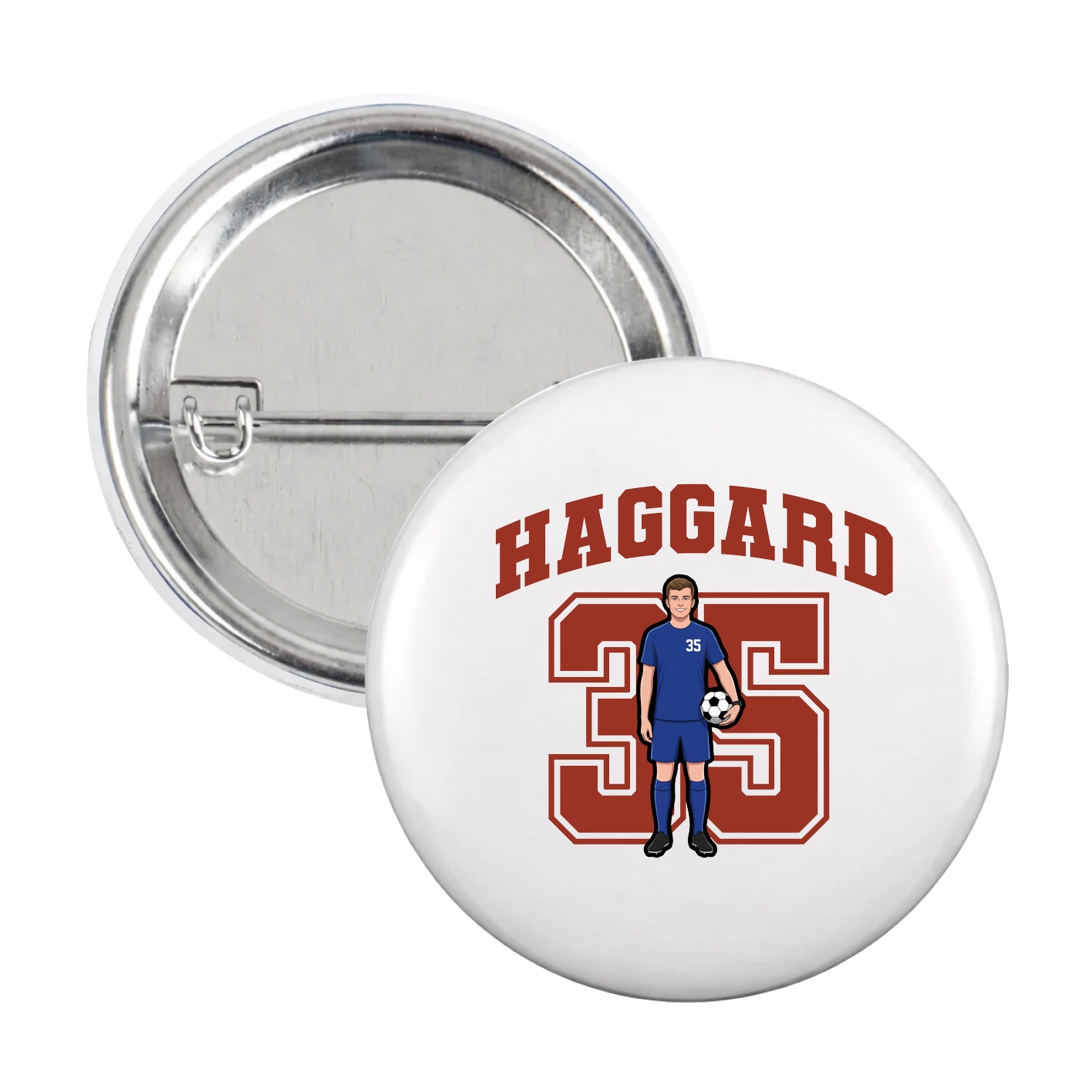 Game Day Button — Number in White