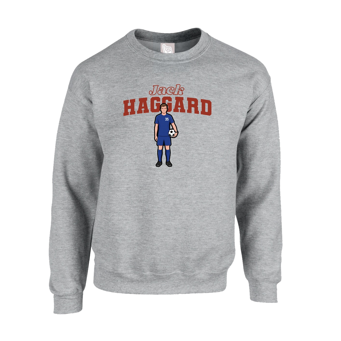 Fleece Crew — Name Arch in Grey