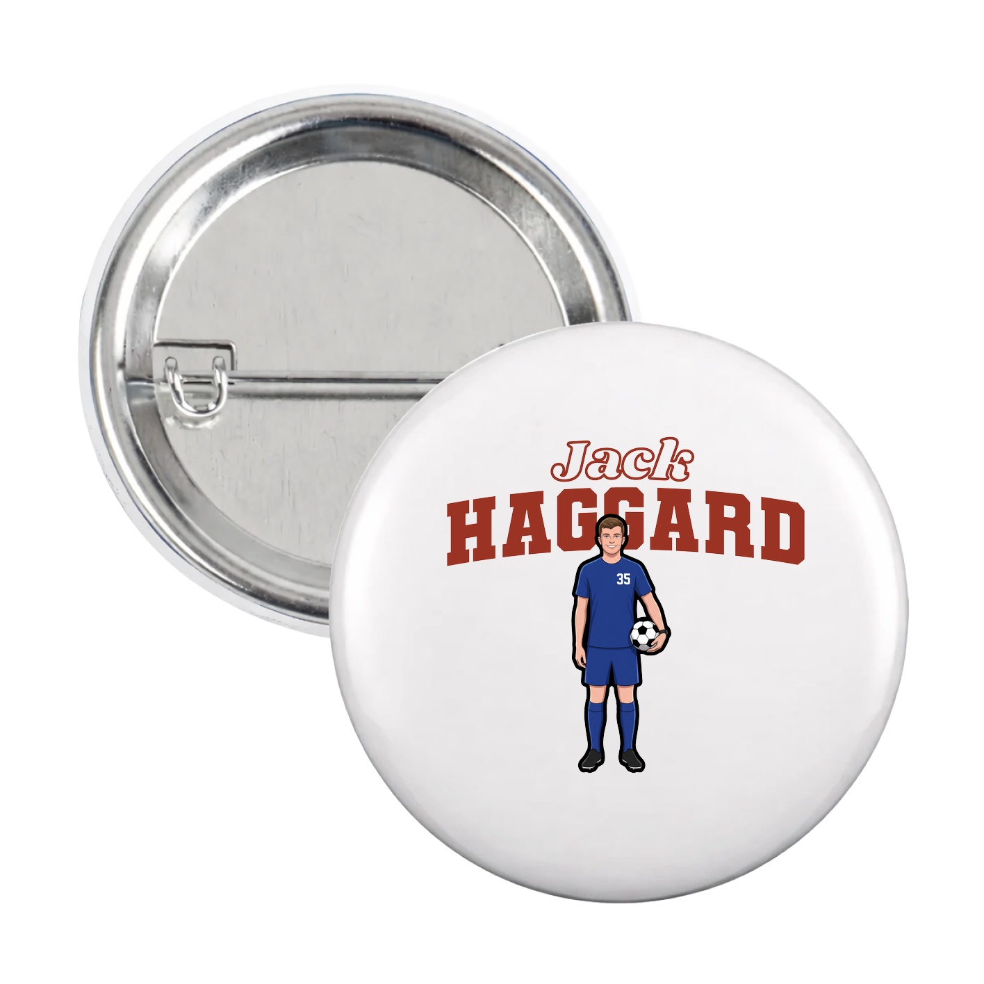 Game Day Button — Name Arch in White