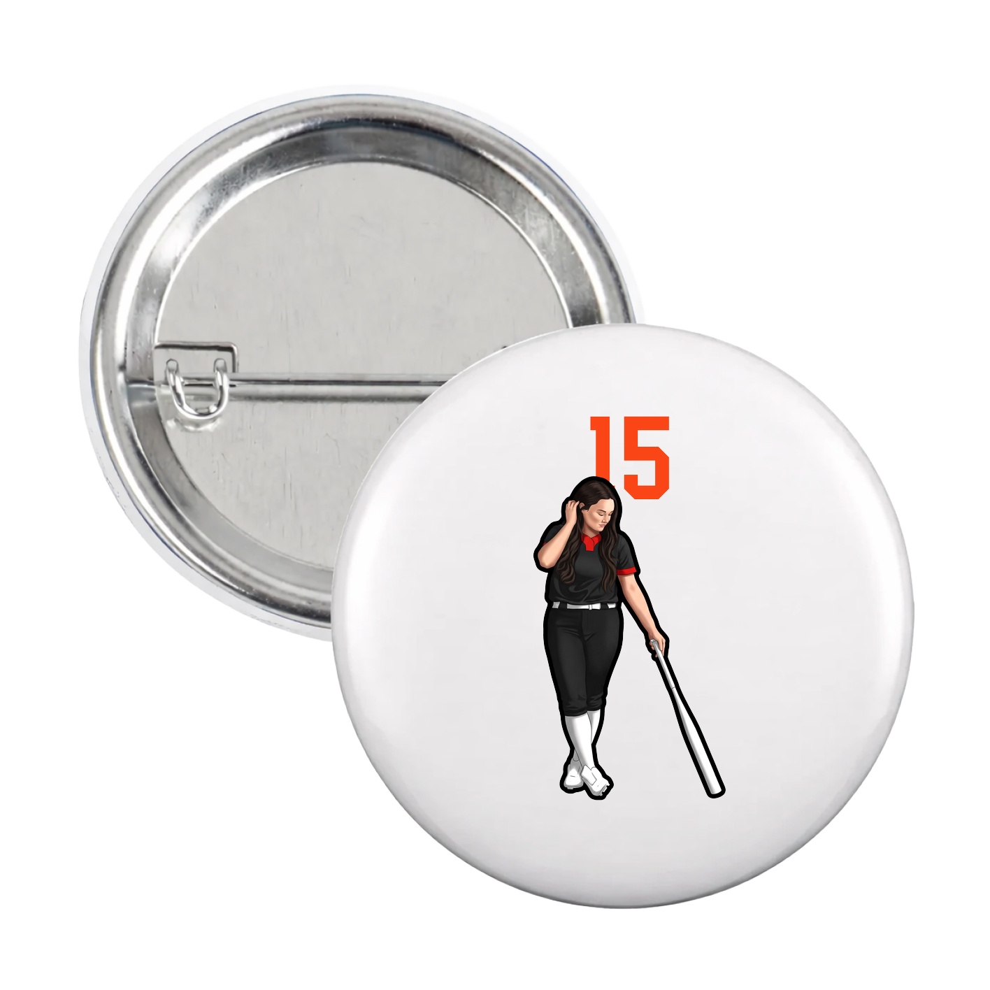 Game Day Button — Number Top in White