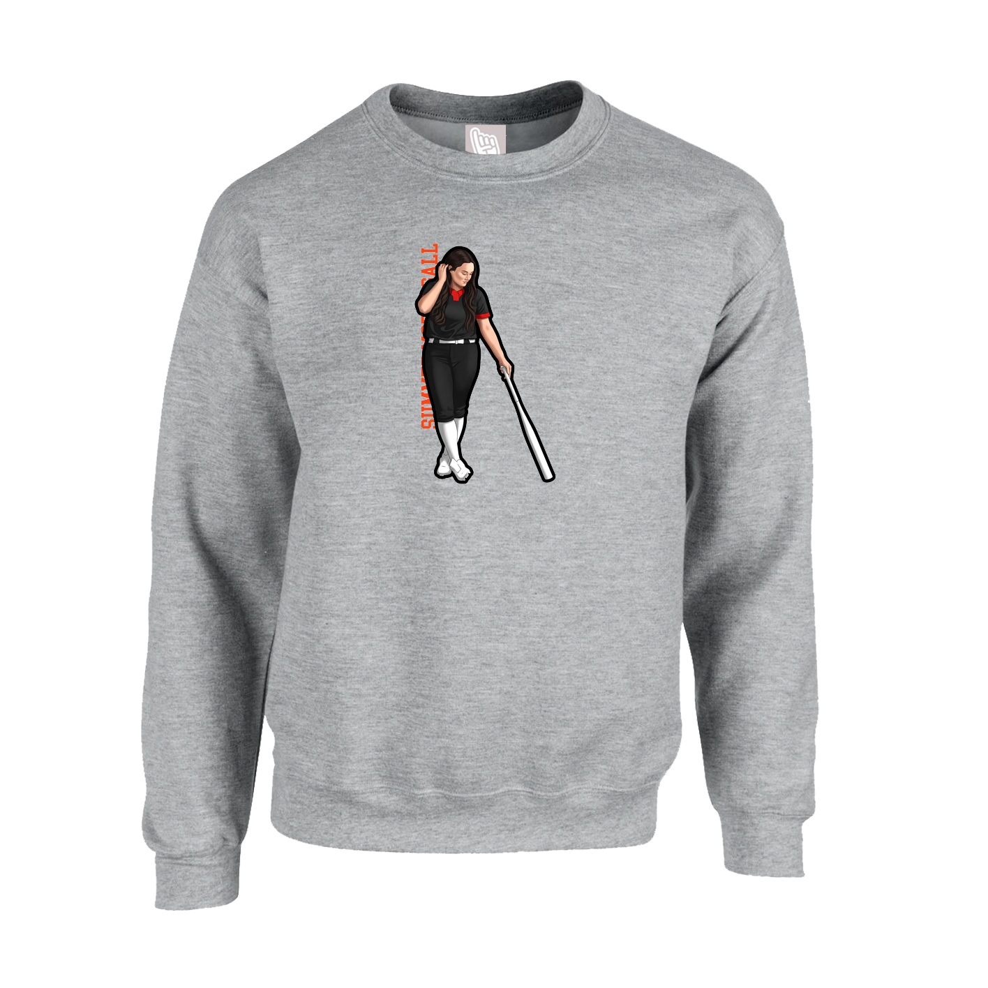 Fleece Crew — Name Vertical in Grey