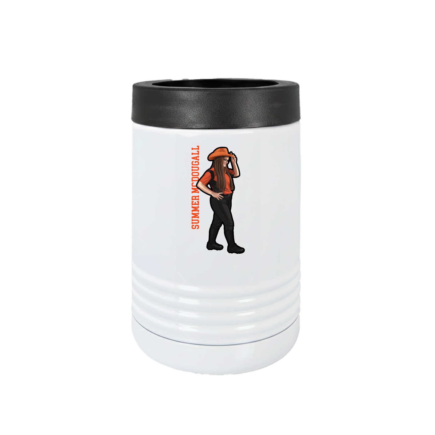 Beverage Holder — Name Vertical in White
