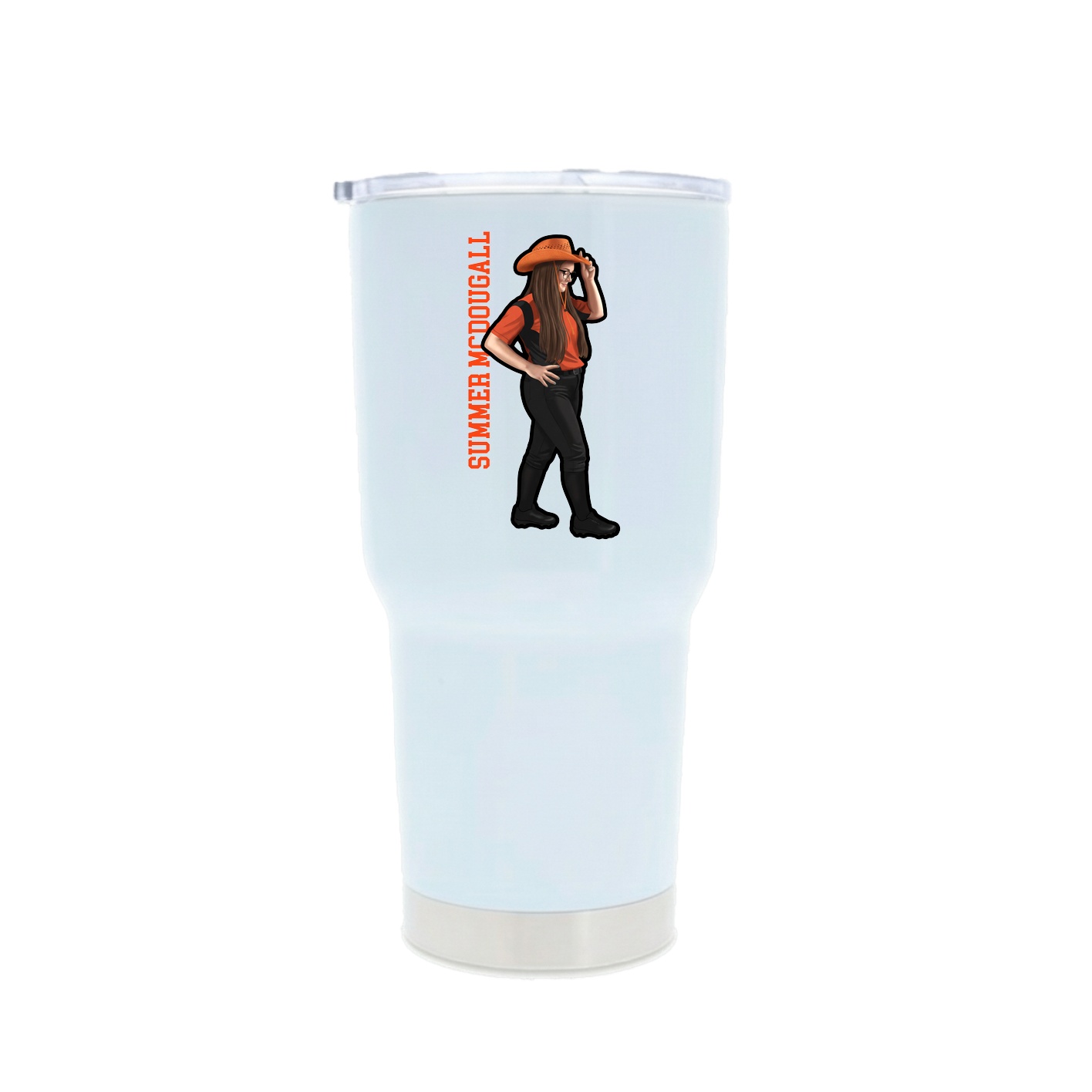 30oz Stainless Steel Tumbler — Name Vertical in White