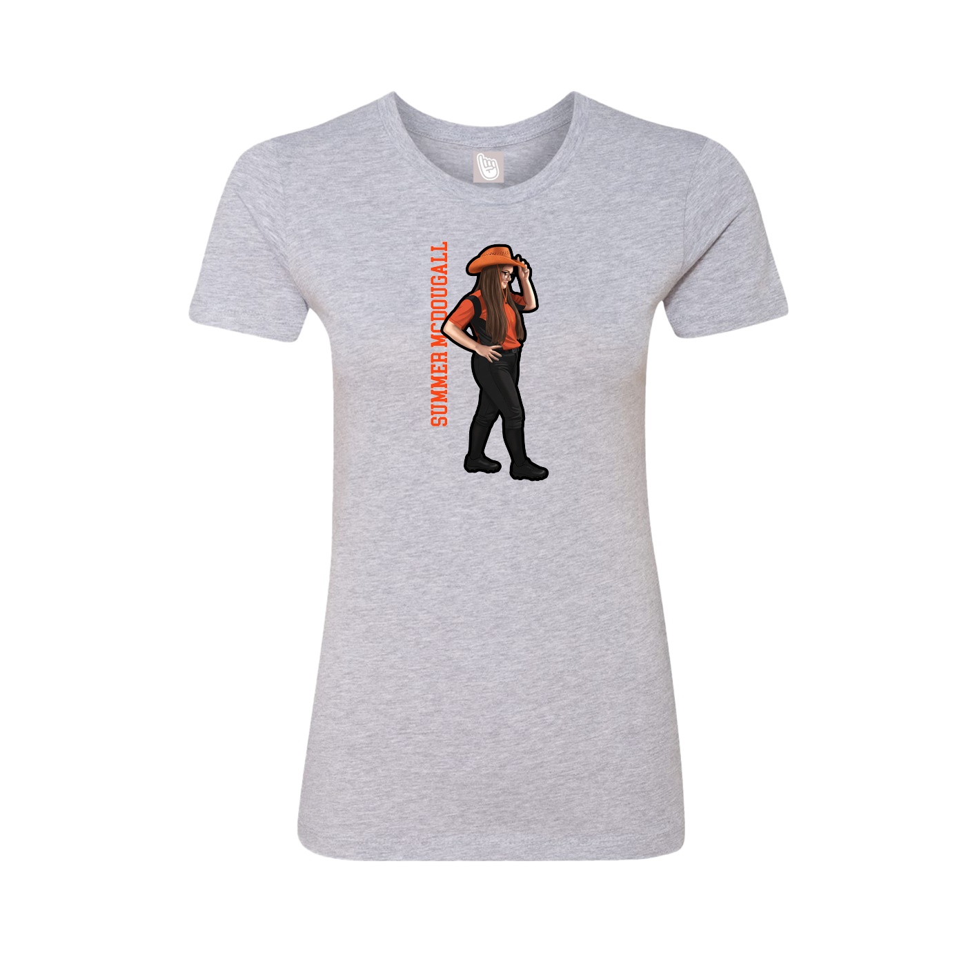 Fitted Women's Tee — Name Vertical in Grey