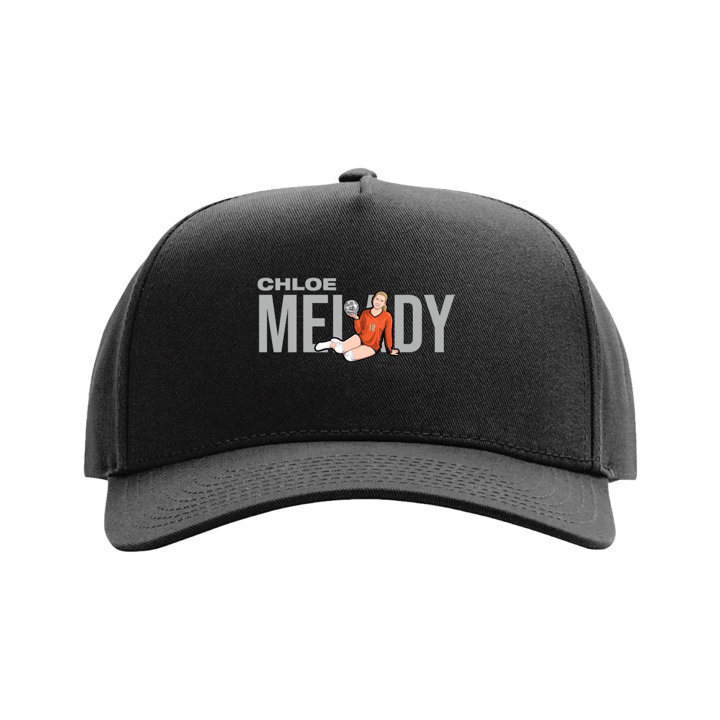 Full Fabric Five-Panel Champ Cap — Player Name in Black