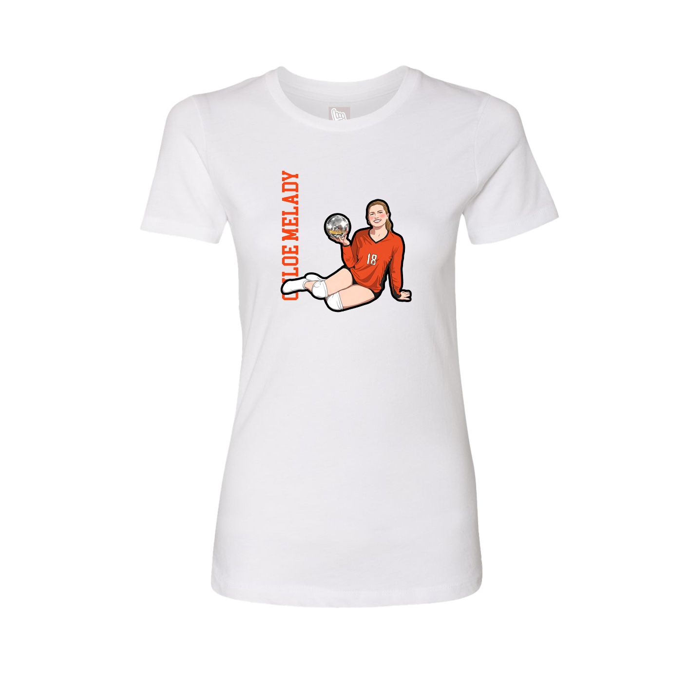 Fitted Women's Tee — Name Vertical in White