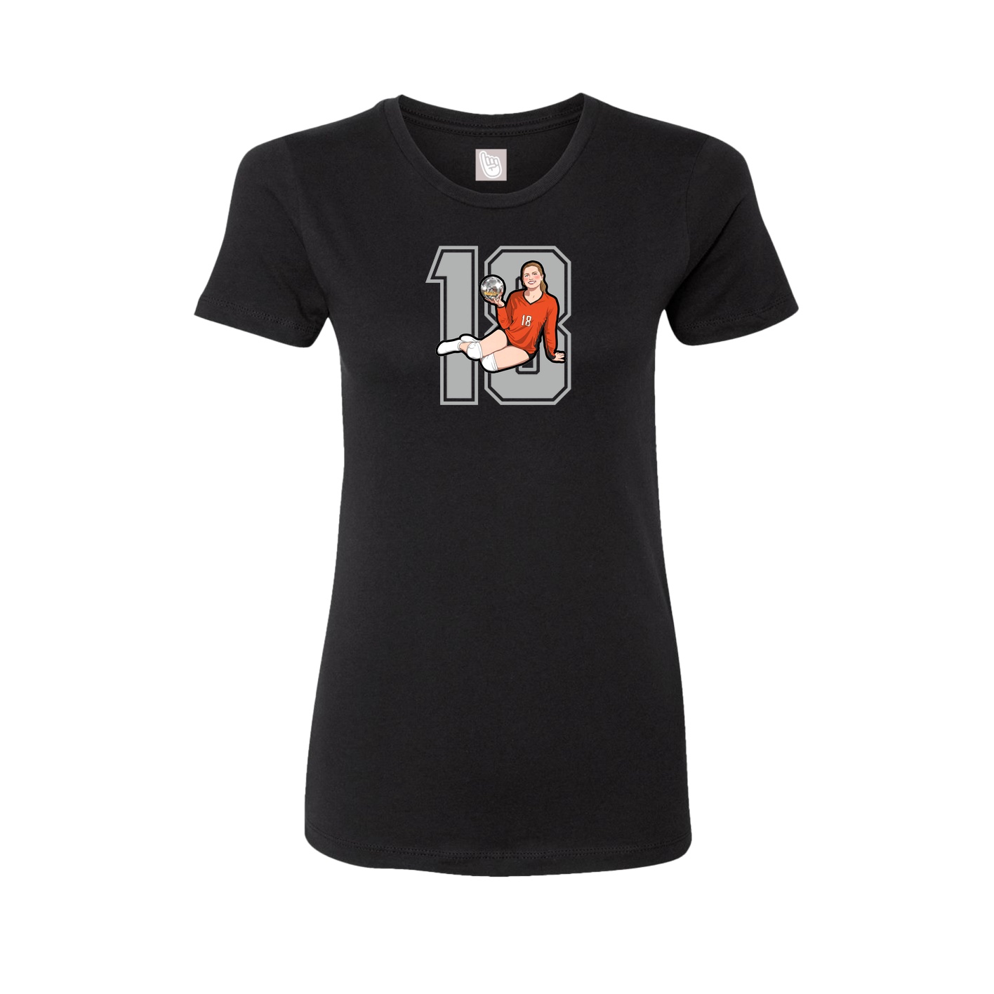 Fitted Women's Tee — Number in Black