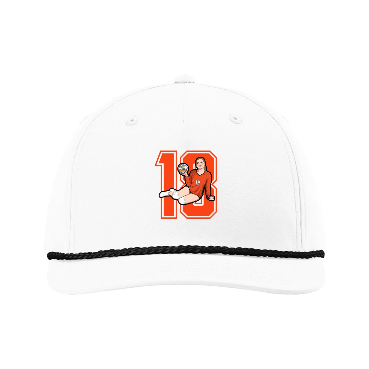 Five-Panel Classic Rope Cap — Number in White