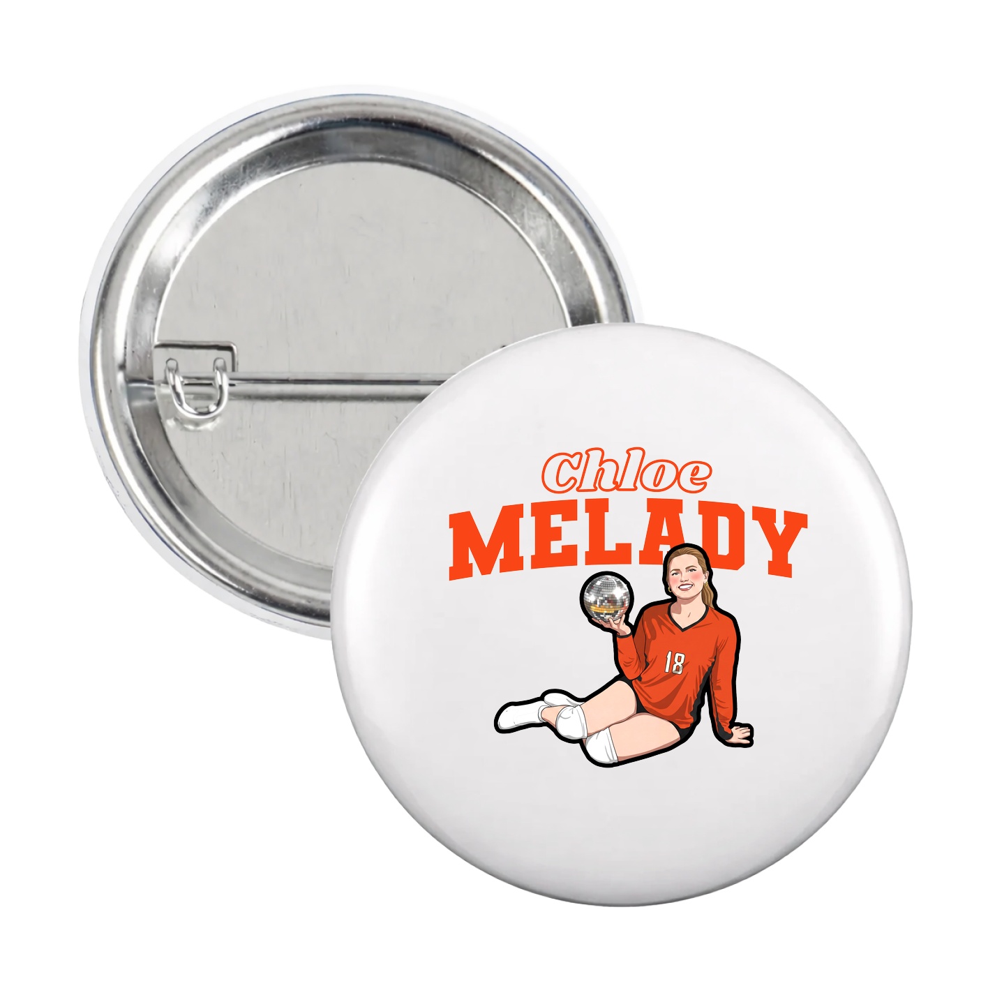 Game Day Button — Name Arch in White