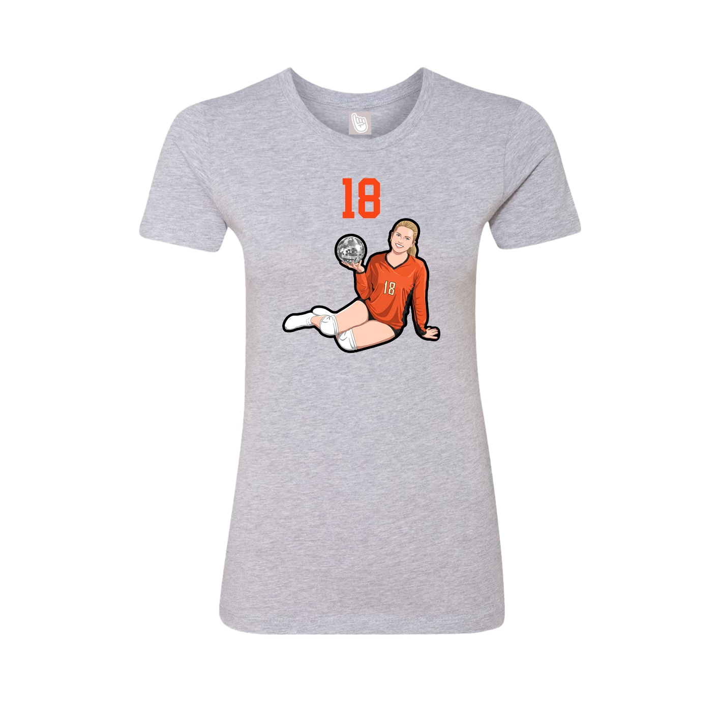 Fitted Women's Tee — Number Top in Grey