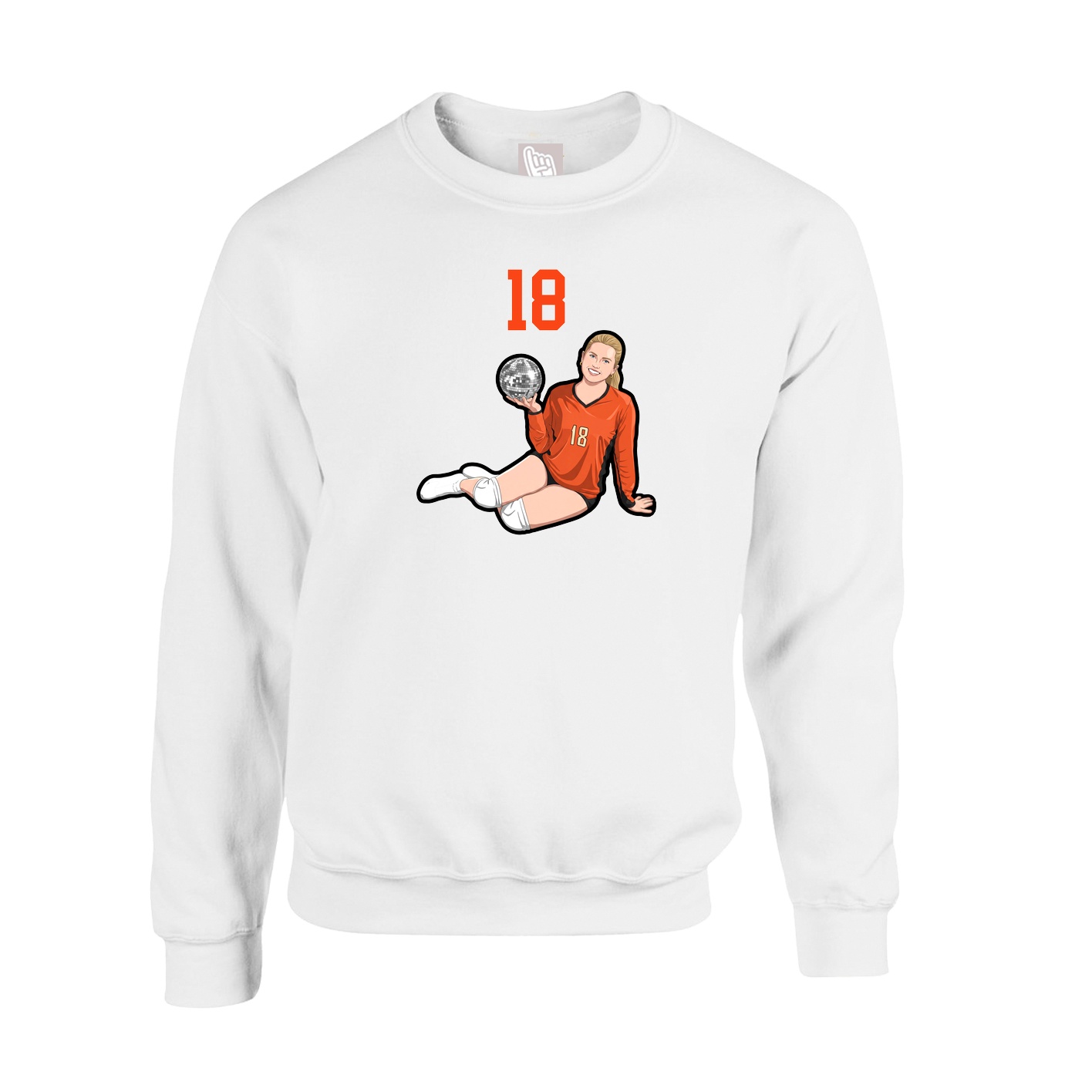 Fleece Crew — Number Top in White