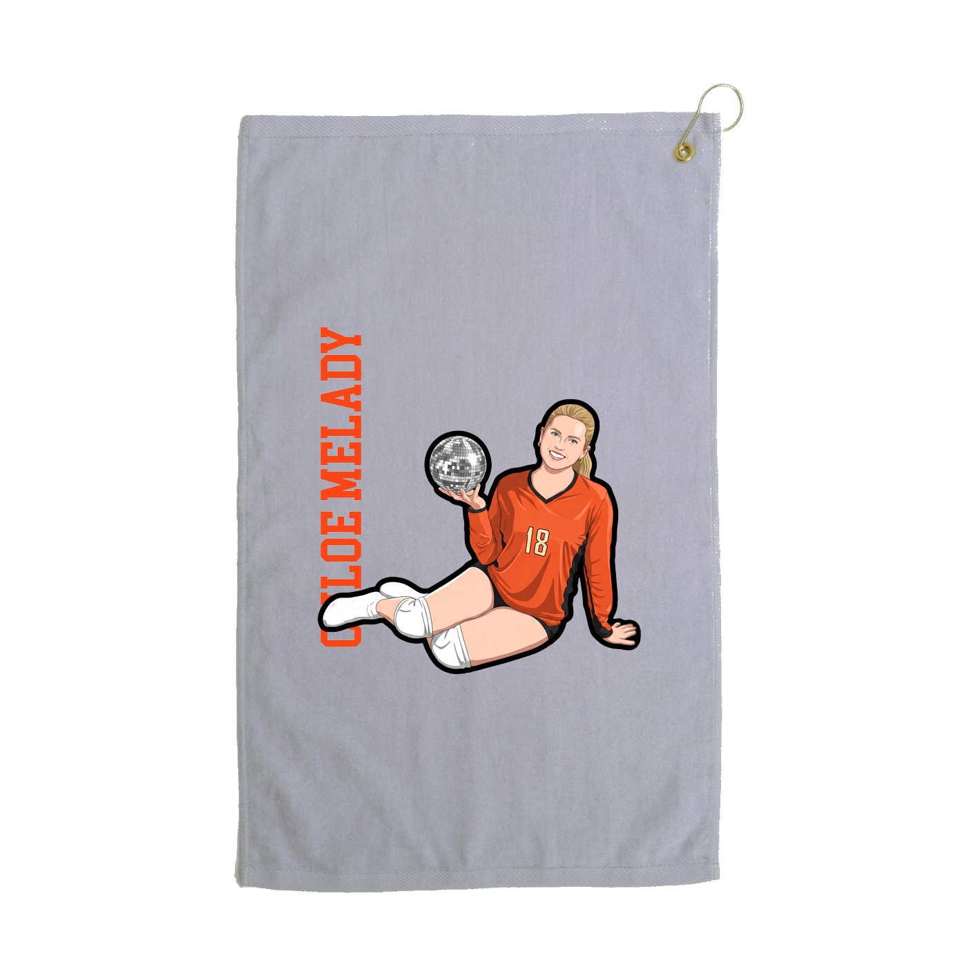 Golf Towel — Name Vertical in Grey