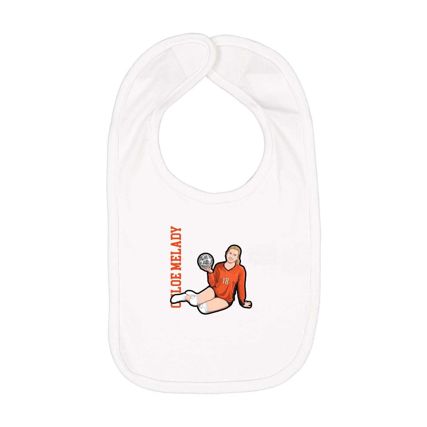 Infant Bib — Name Vertical in White