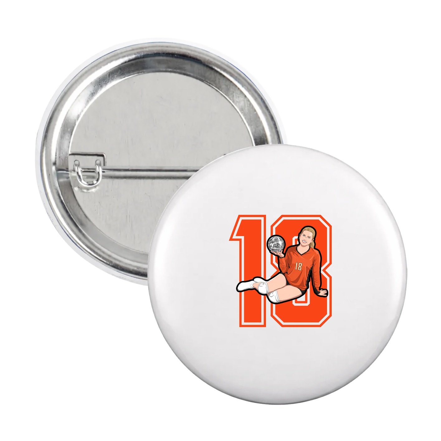 Game Day Button — Number in White