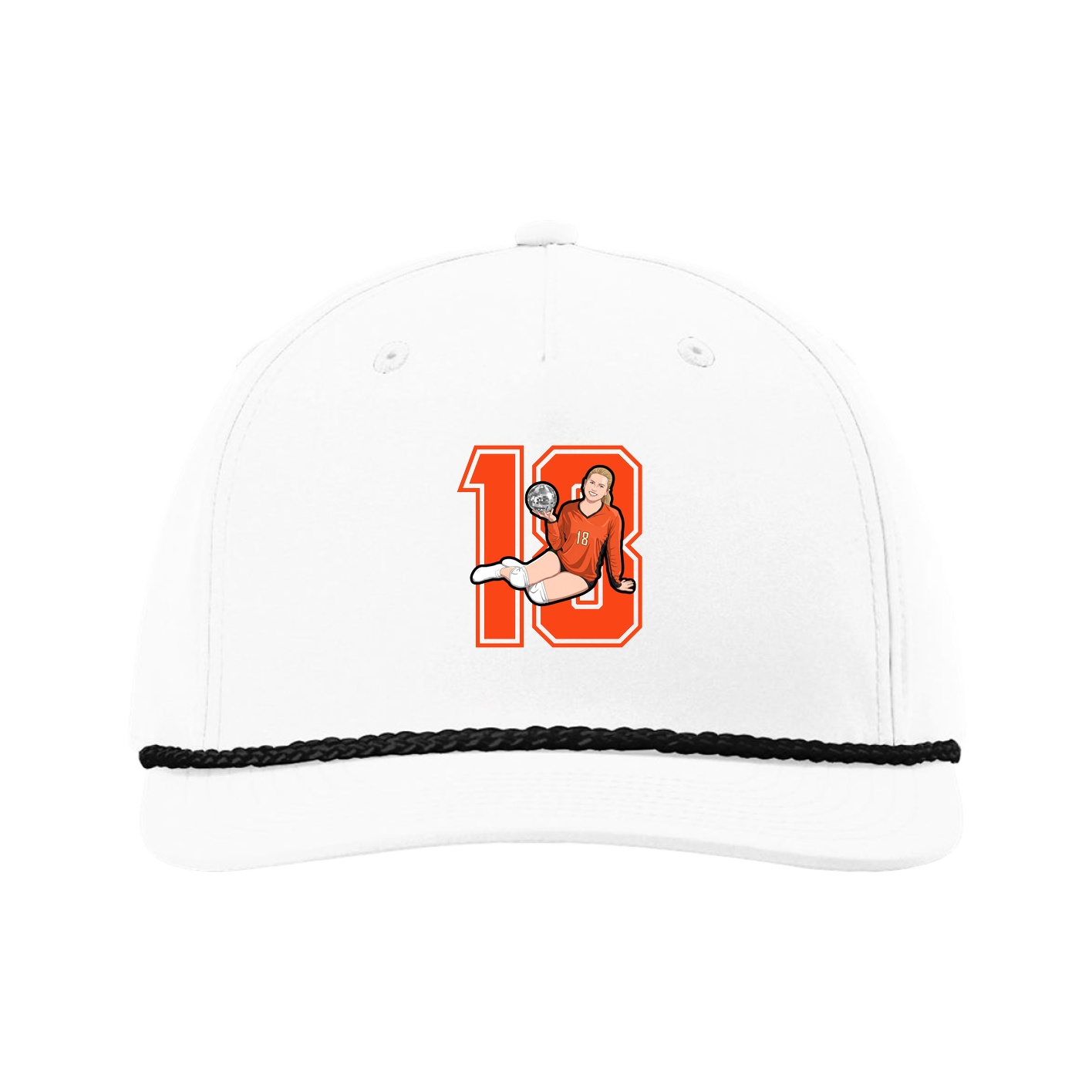 Five-Panel Classic Rope Cap — Number in White