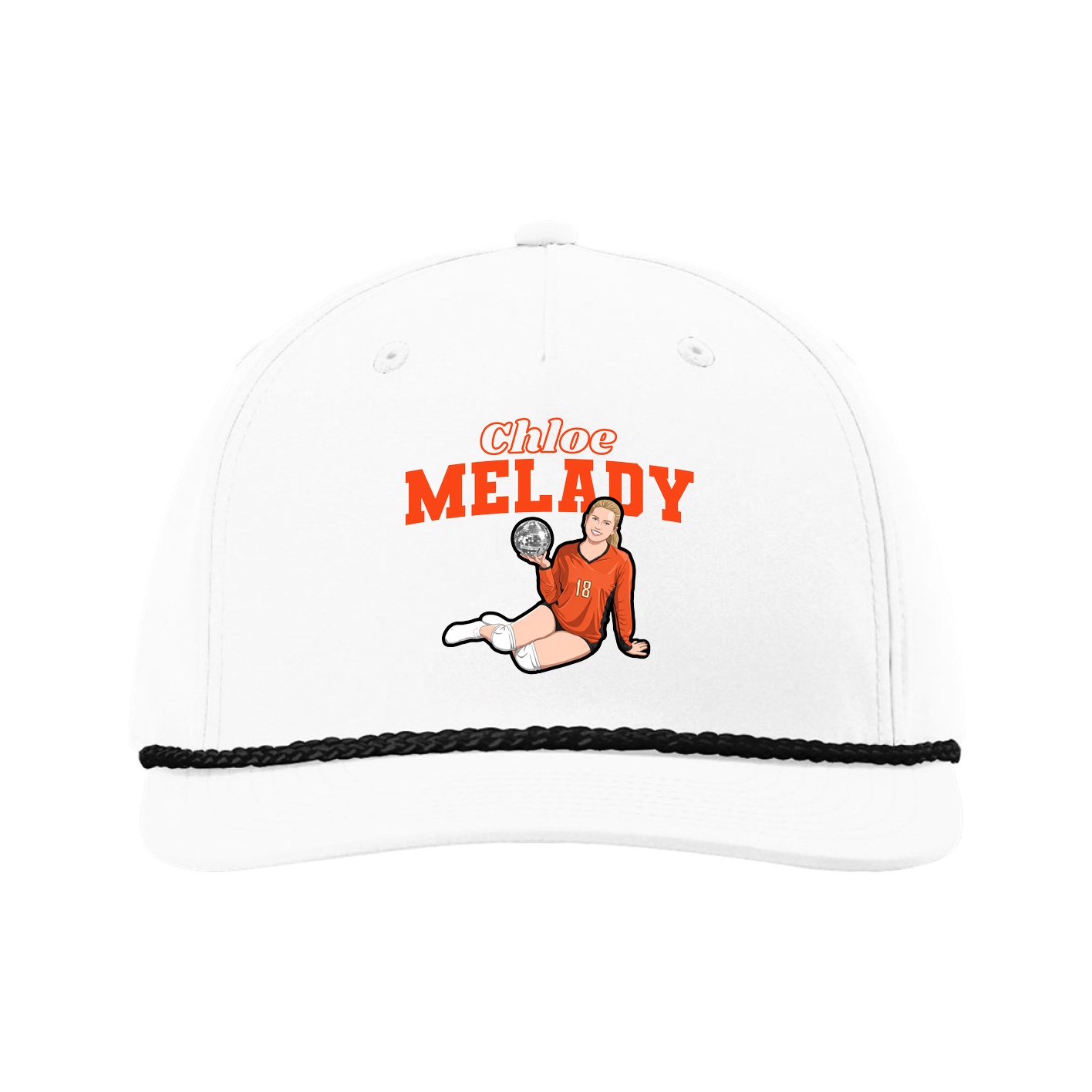 Five-Panel Classic Rope Cap — Name Arch in White